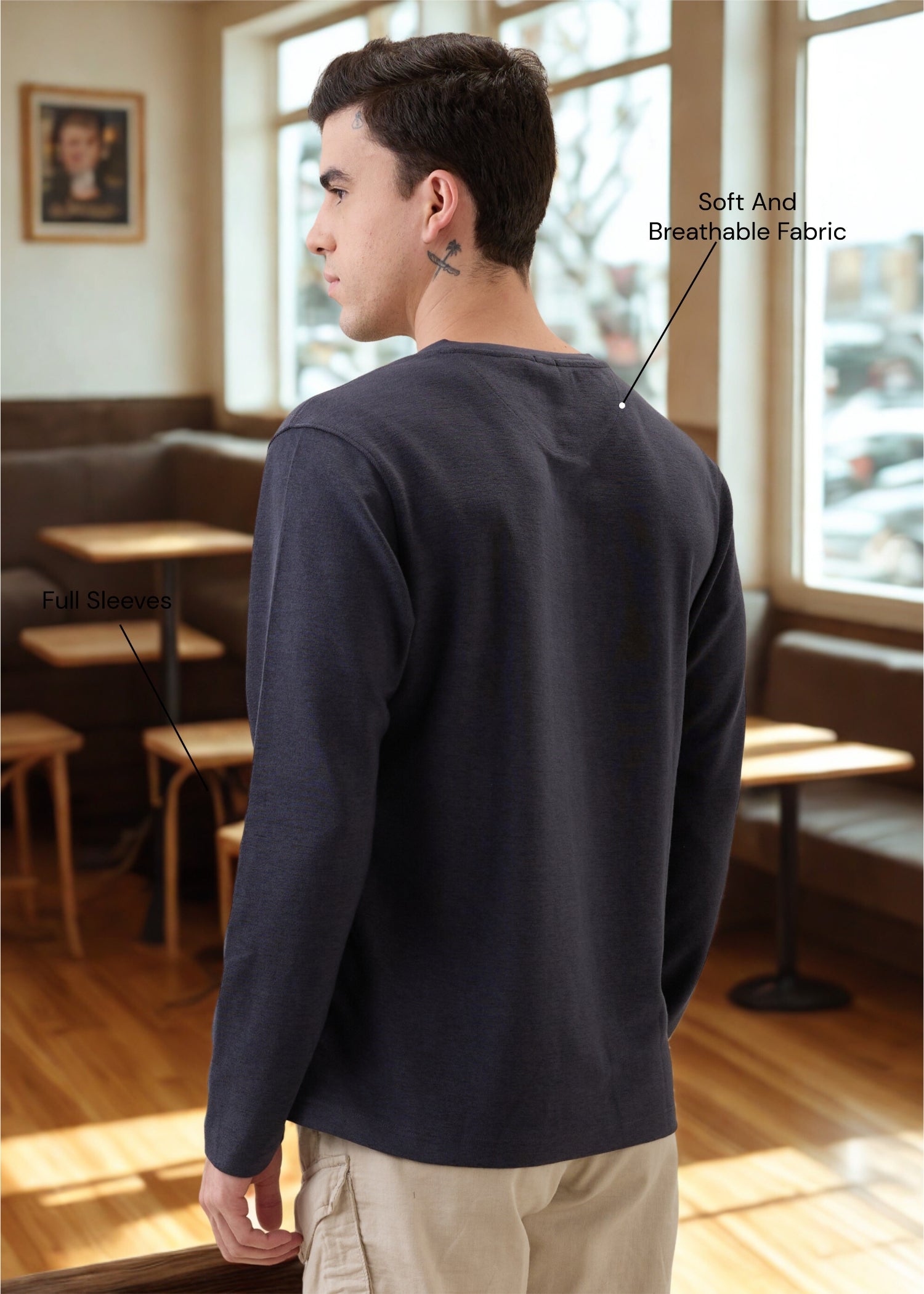 Makaya Knit Full Sleeve T-shirt: Navy