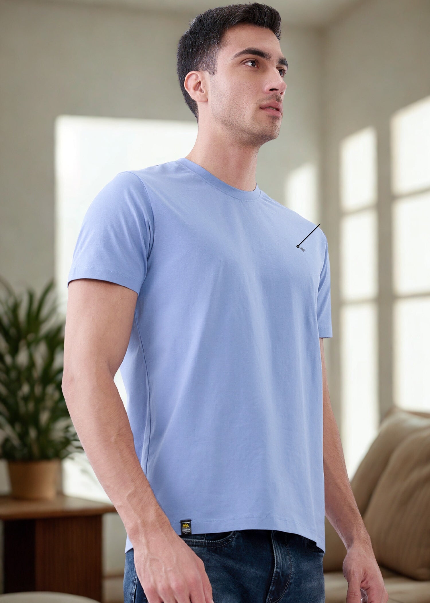 Arch Solid Half Sleeve T-Shirt: Light Blue