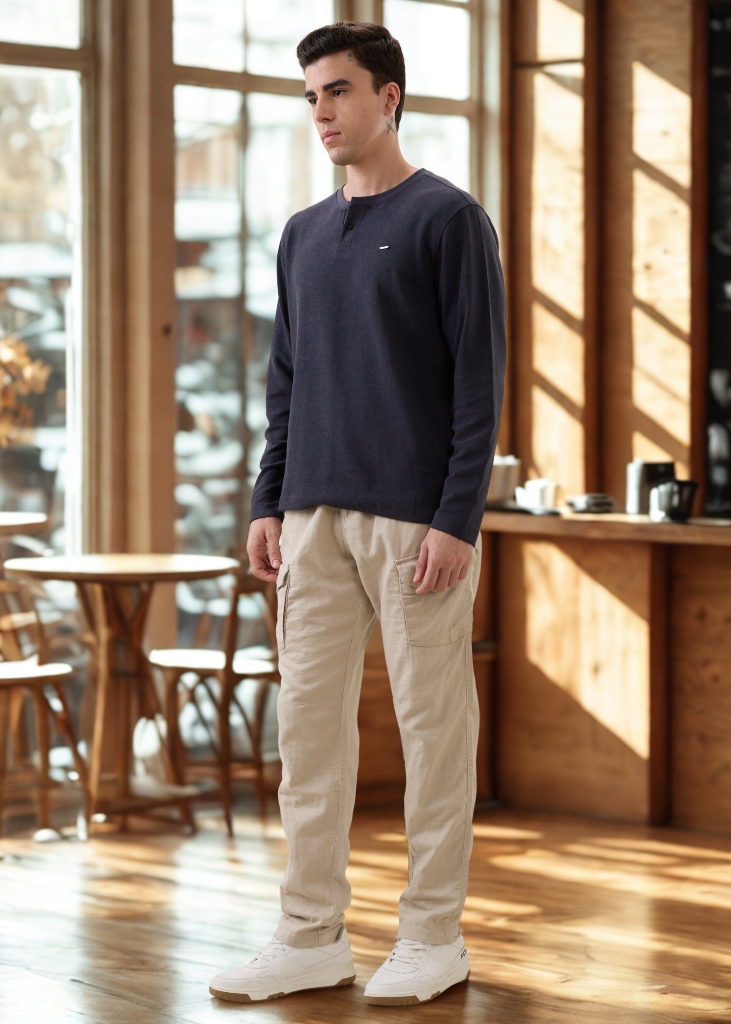 Makaya Knit Full Sleeve T-shirt: Navy