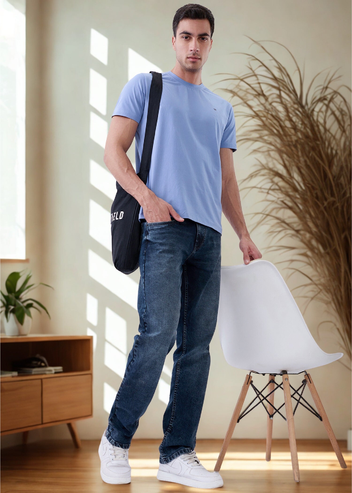 Arch Solid Half Sleeve T-Shirt: Light Blue