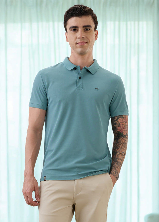Cherry Half Sleeve Polo: Seagreen