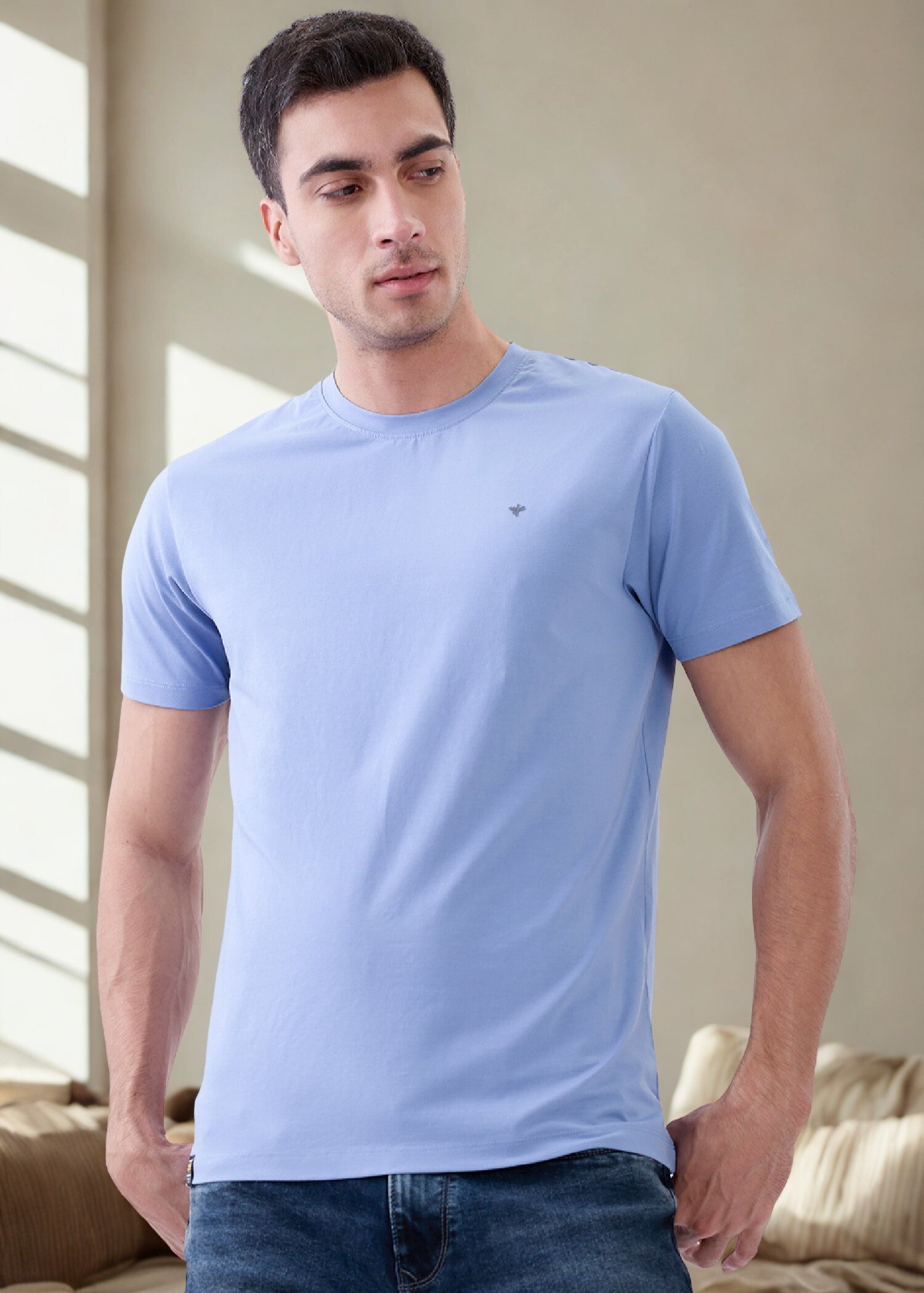 Arch Solid Half Sleeve T-Shirt: Light Blue