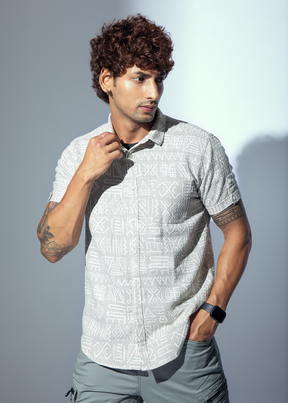 Fombio Half Sleeve Textured Shirt For Men Nostrum Fashion