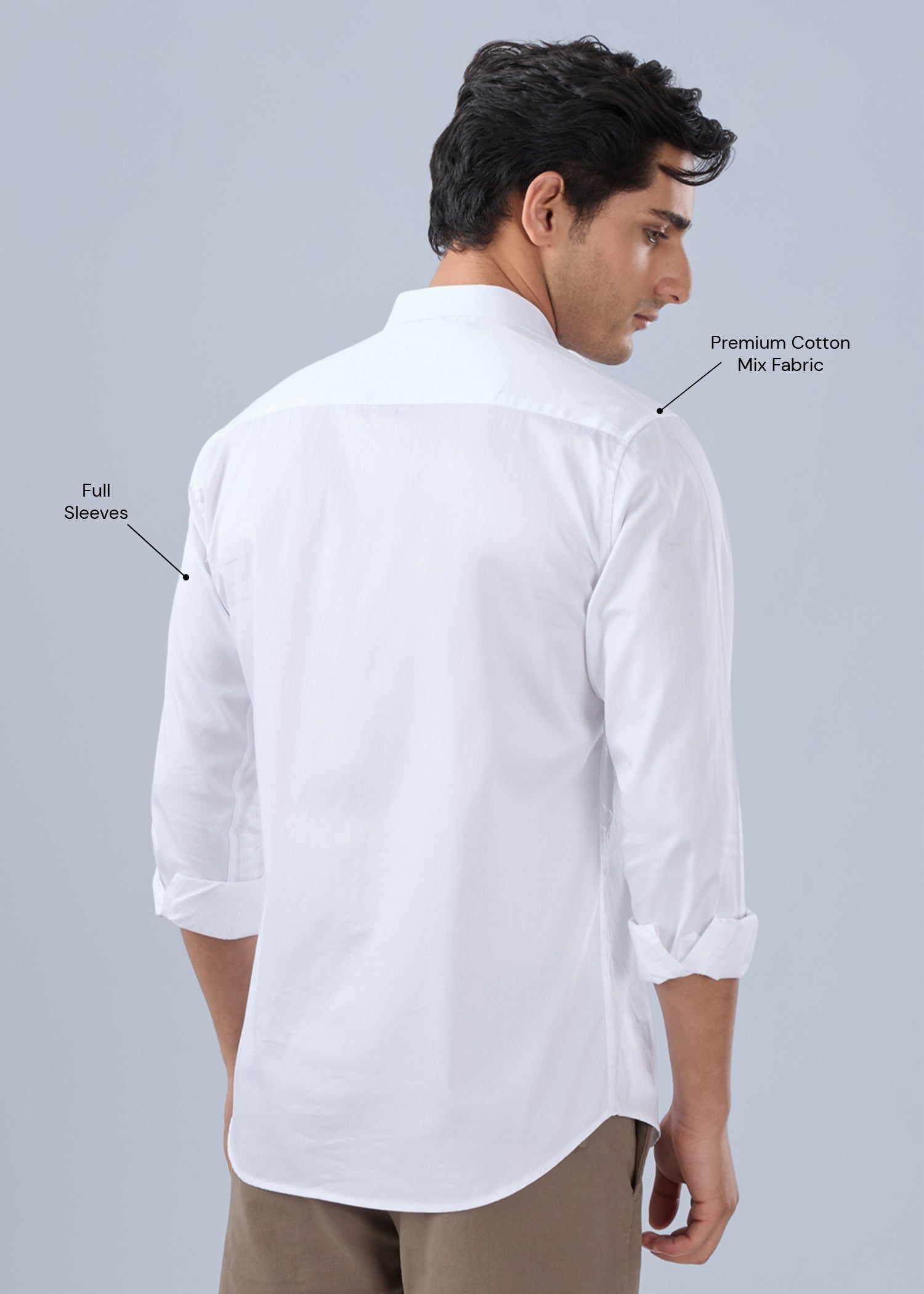 Contain Solid Full Sleeve Shirt: White