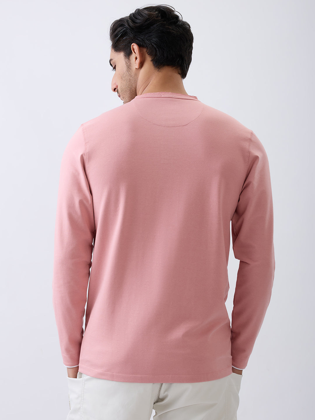 Finite Henley Fitted T-Shirt: Peach