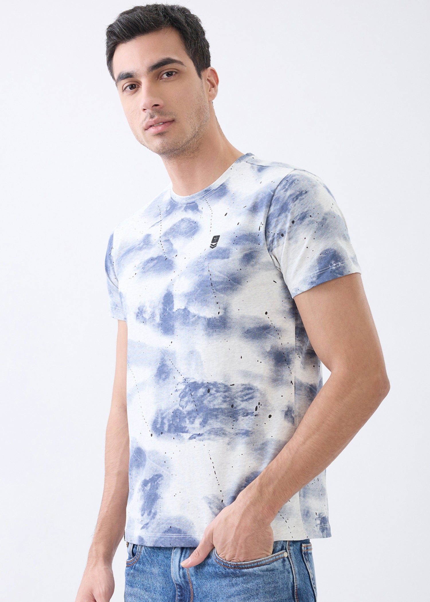 Grain Dyed Half Sleeve T-Shirt: Blue