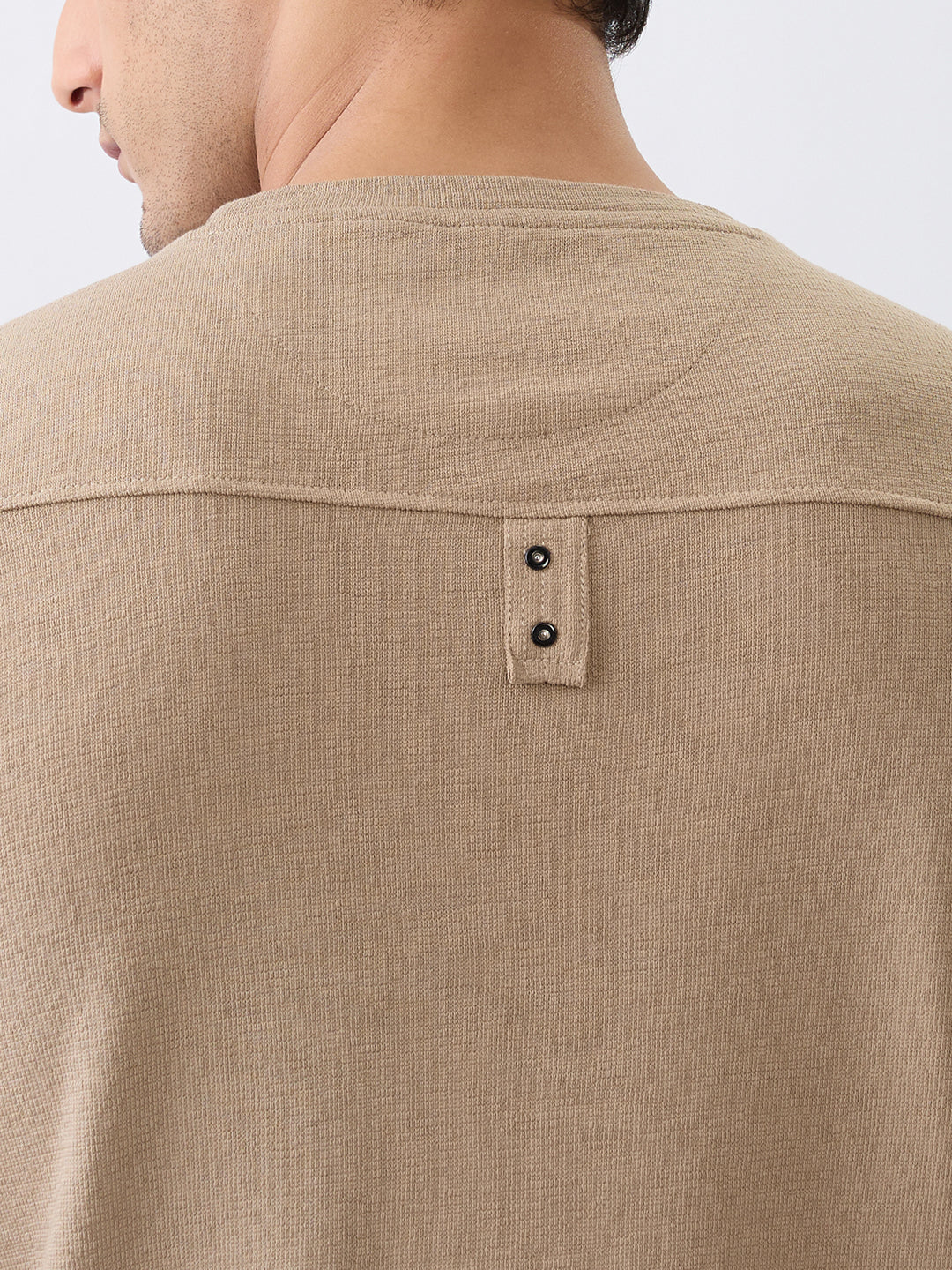 Dumbel Embroidered Full Sleeve Pullover: L.Brown