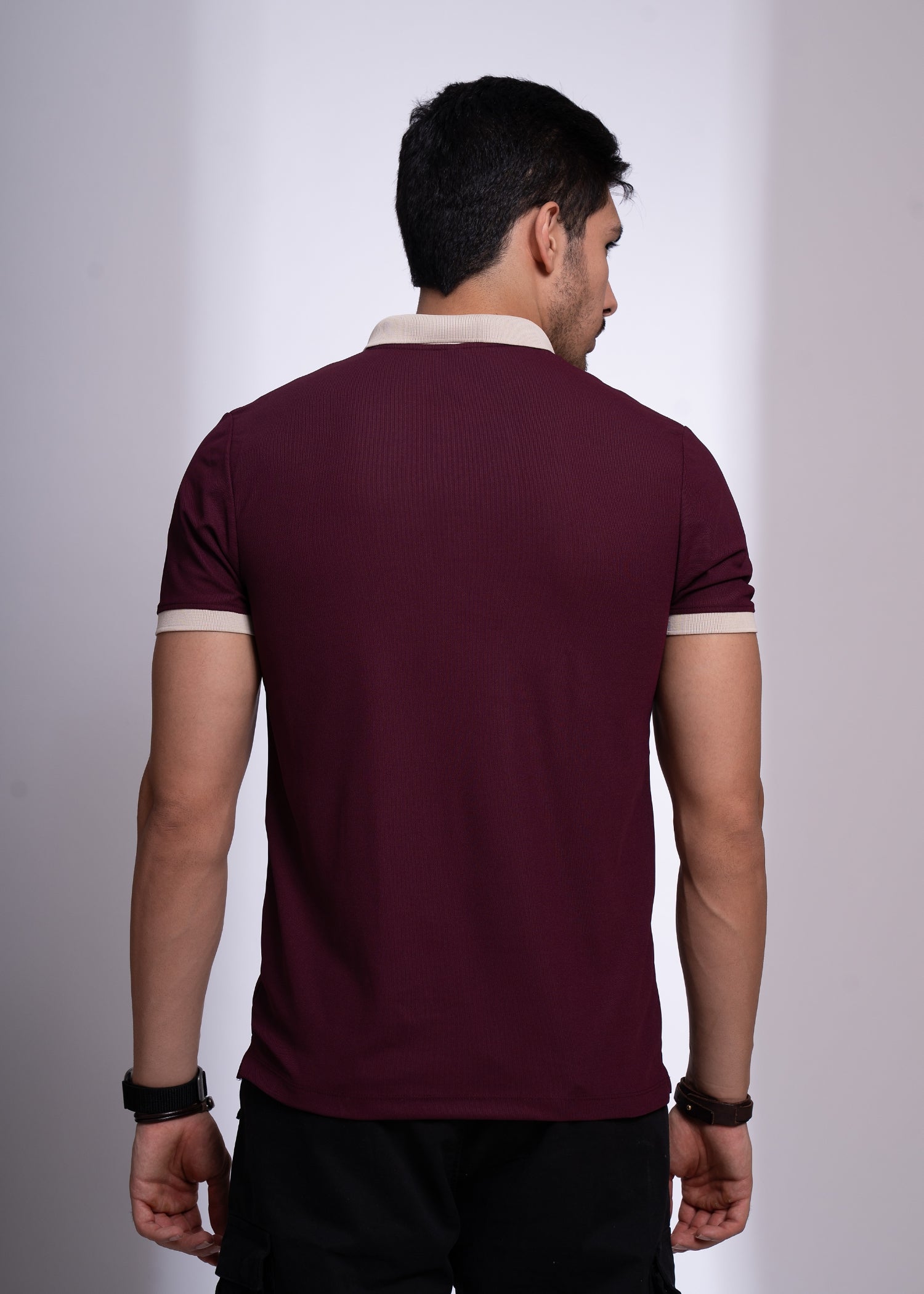 Mary Solid Polo T-Shirt: Wine