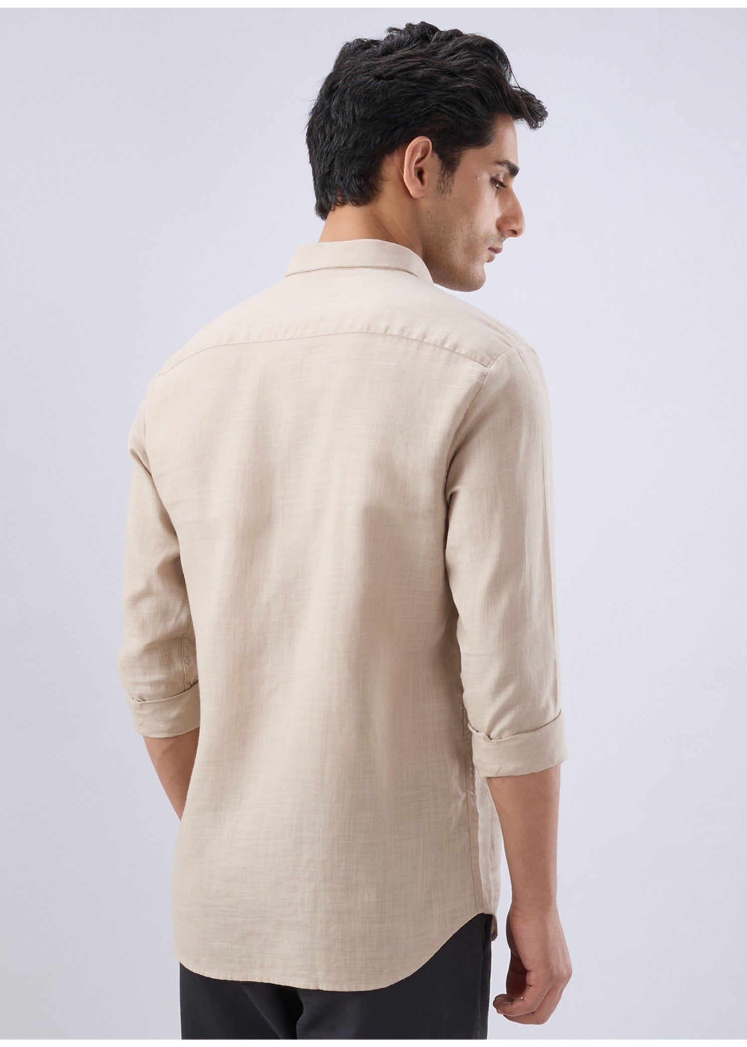 Keen Solid Full Sleeve Shirt: Beige