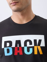 Back 1 Printed Full Sleeve T-Shirt: Black