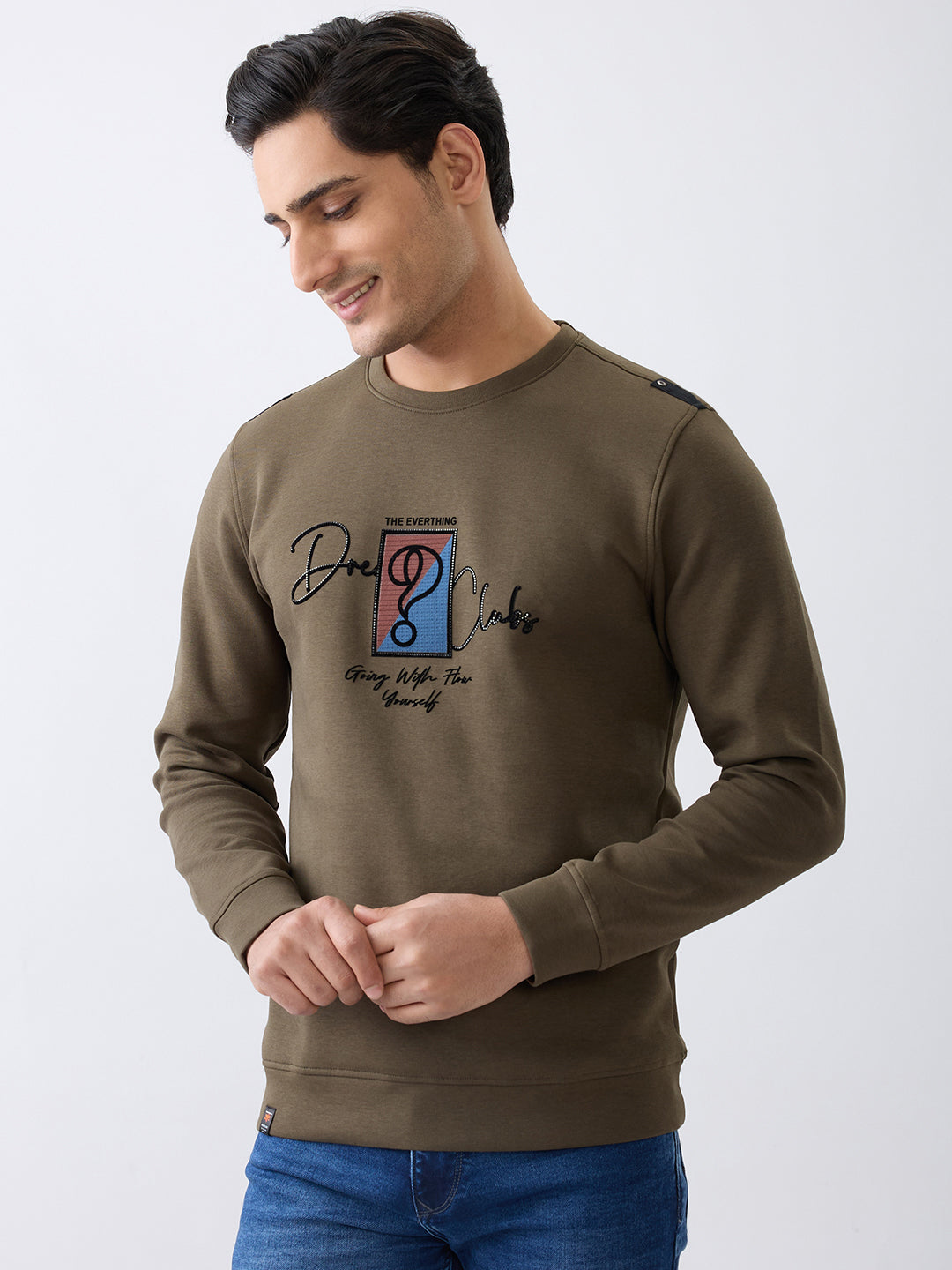 Dawking Graphic Full Sleeve T-Shirt: Olive