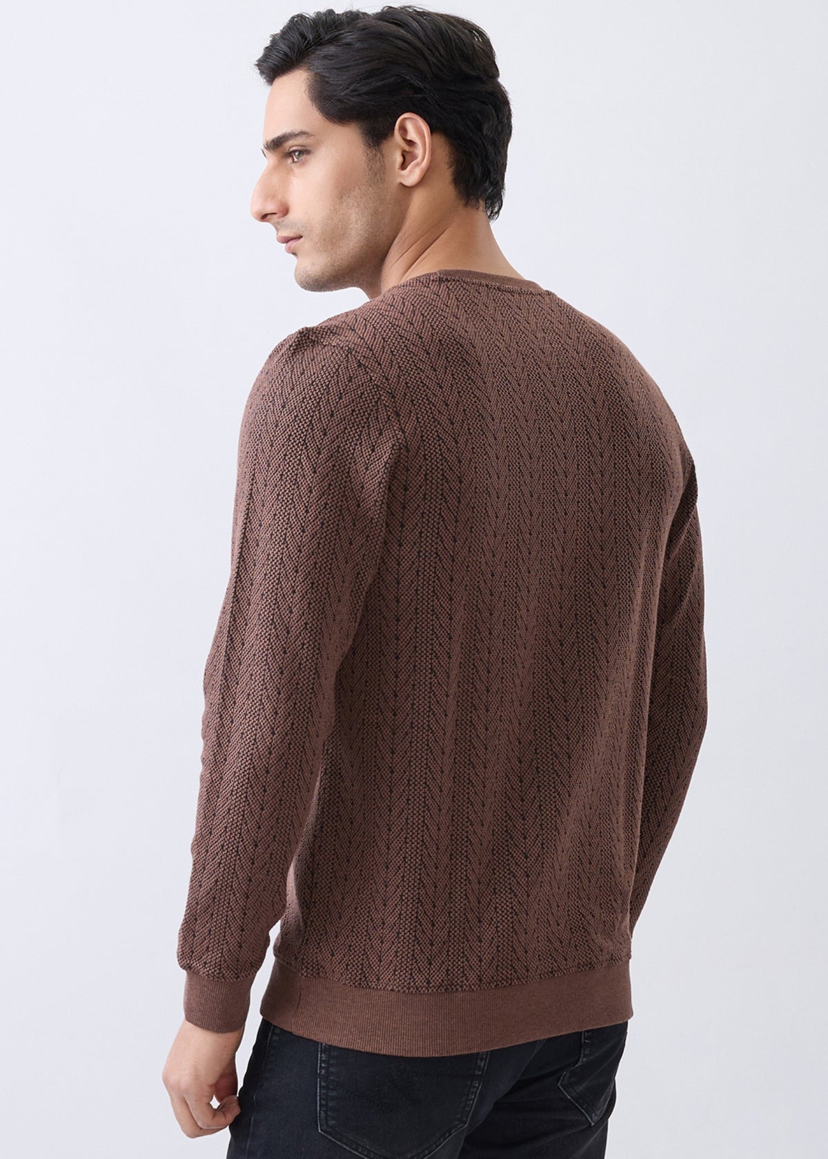 Gravitate Textured Full Sleeve Sweatshirt: Copper