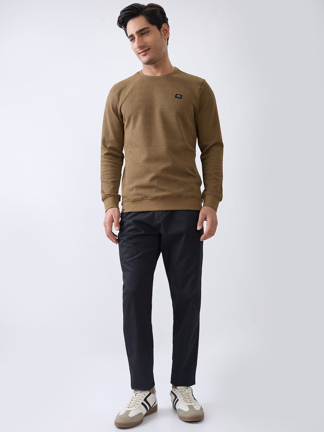 Pope Textured Full Sleeve Sweatshirt: Tan