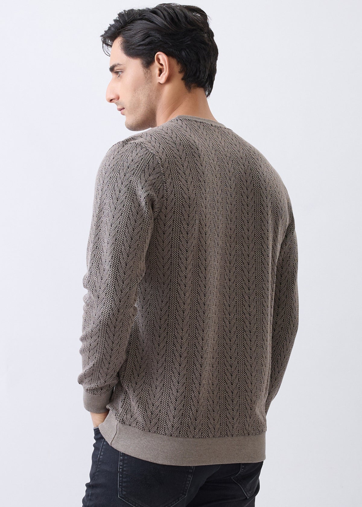 Gravitate Textured Full Sleeve Sweatshirt: Stone