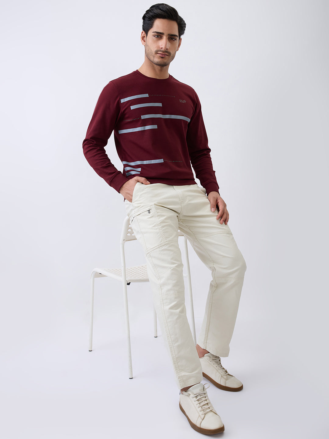 Branding Full Sleeve Printed Pullover: Wine