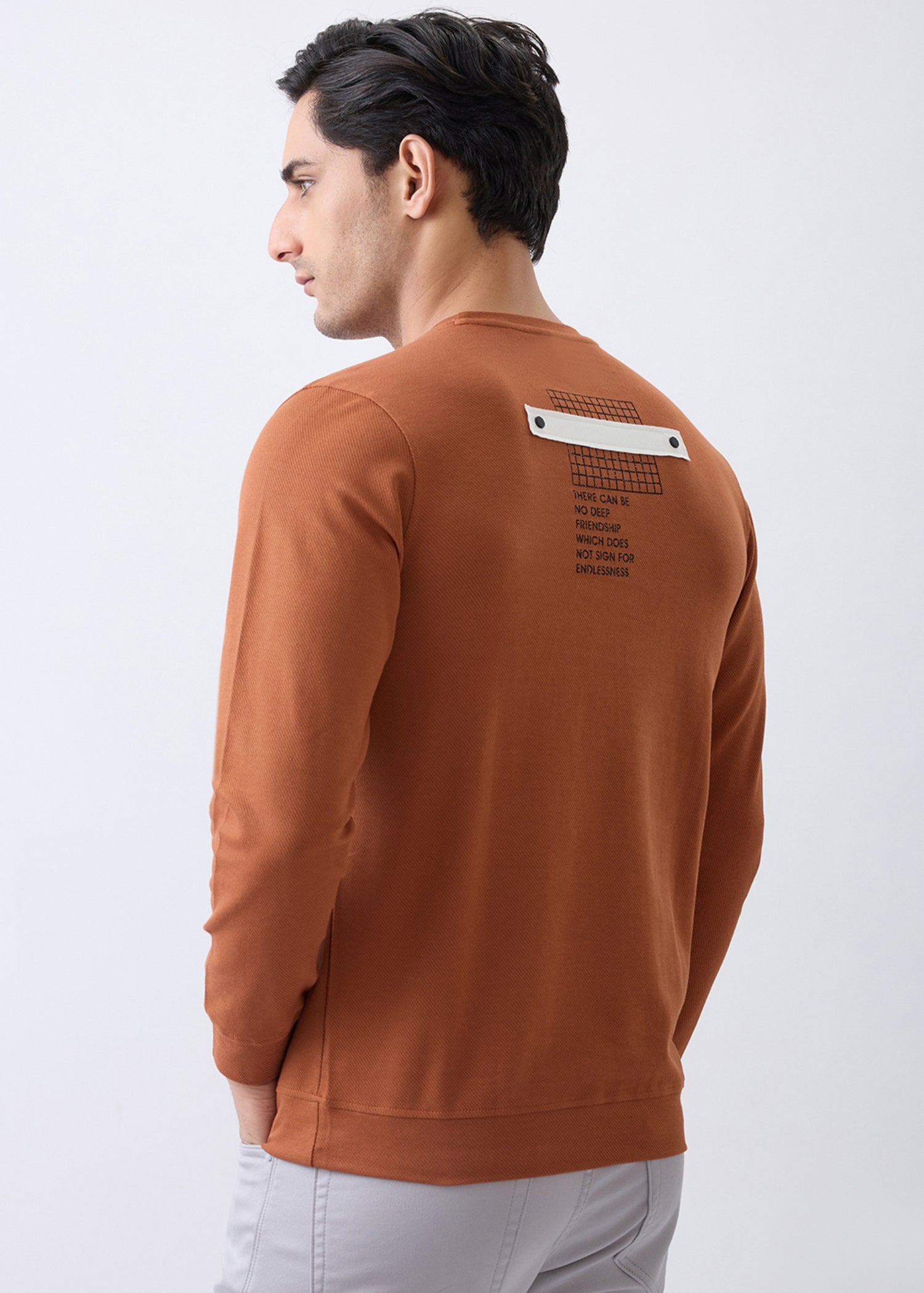 Deep Graphic Full Sleeve Sweatshirt: Rust