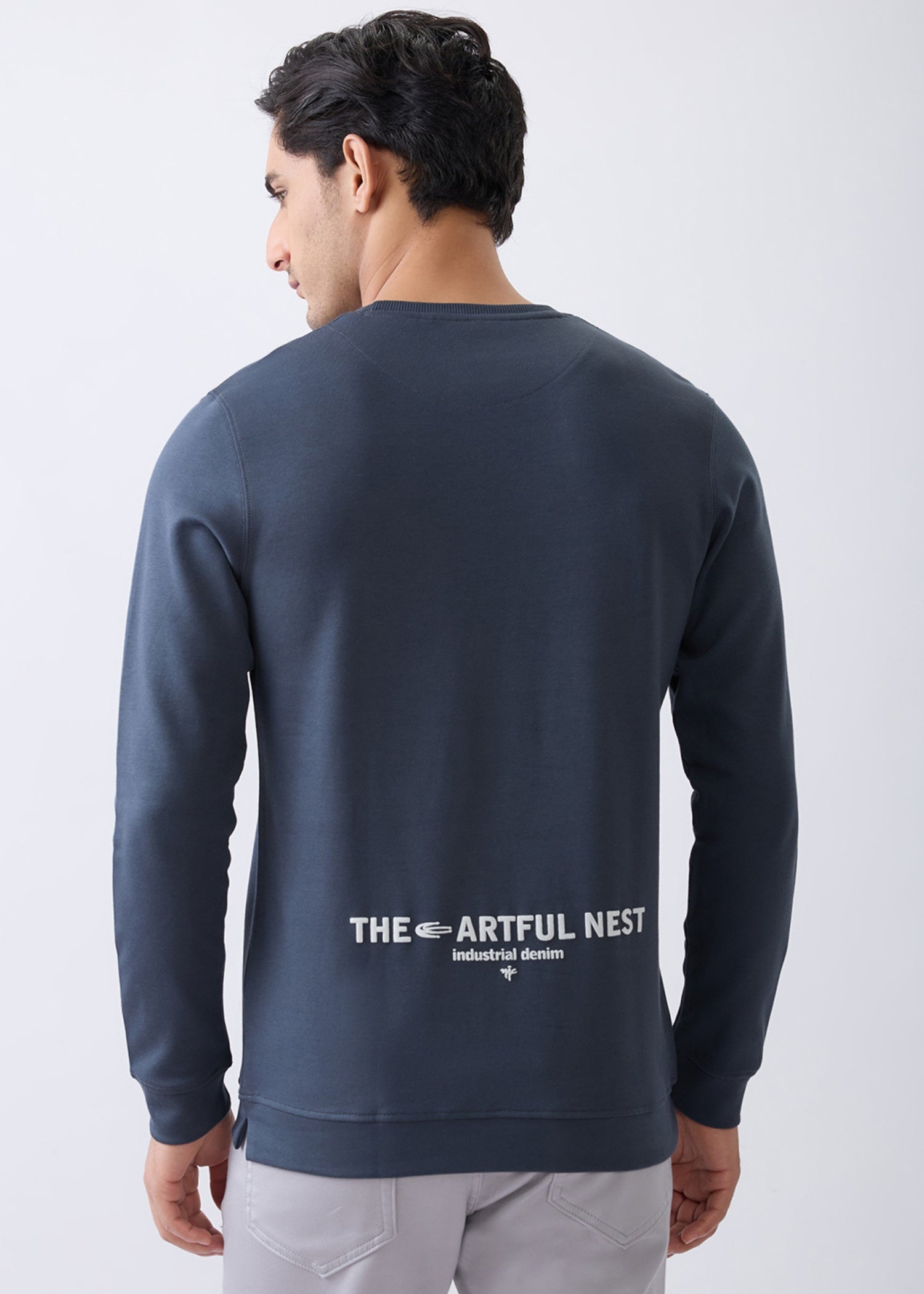 Windoral Contrast Panel Full Sleeve T-Shirt: Charcoal