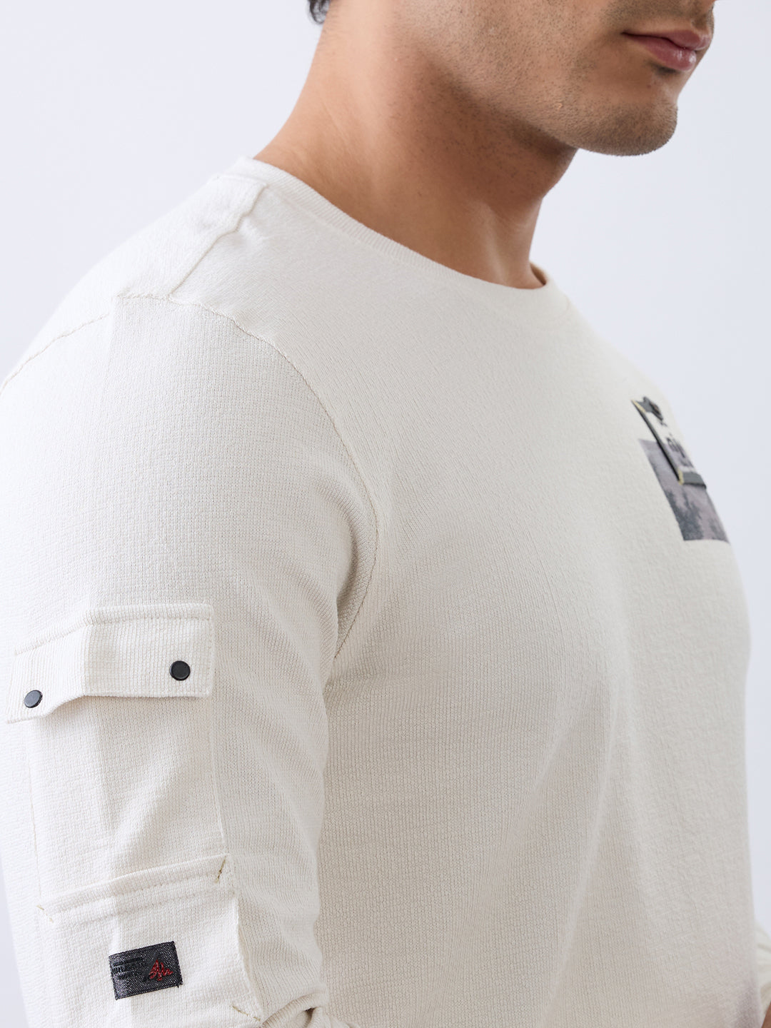 Moving Full Sleeve T-Shirt: Off White