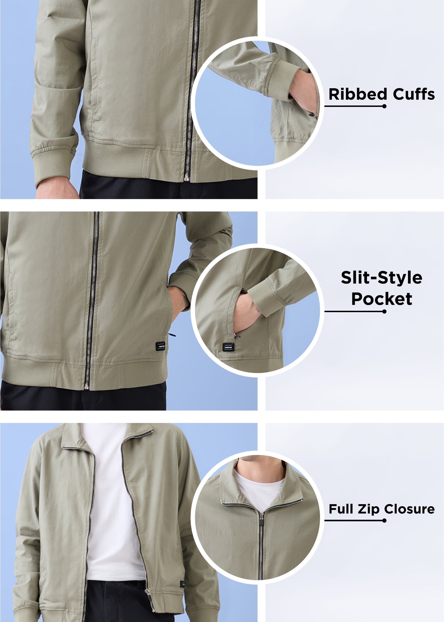 Ovar Spread Collar Zipper: Pista