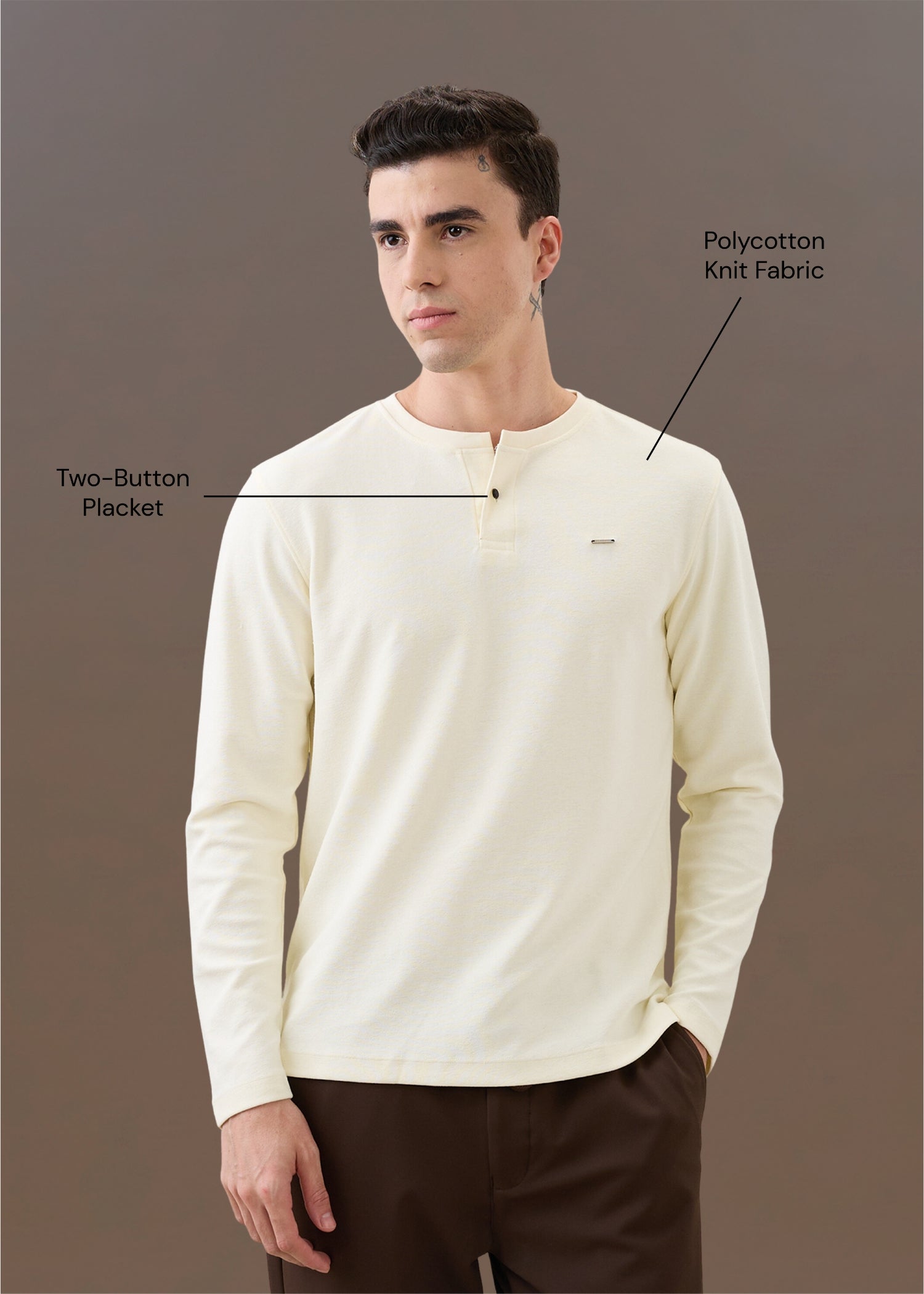 Makaya Knit Full Sleeve T-shirt: OffWhite