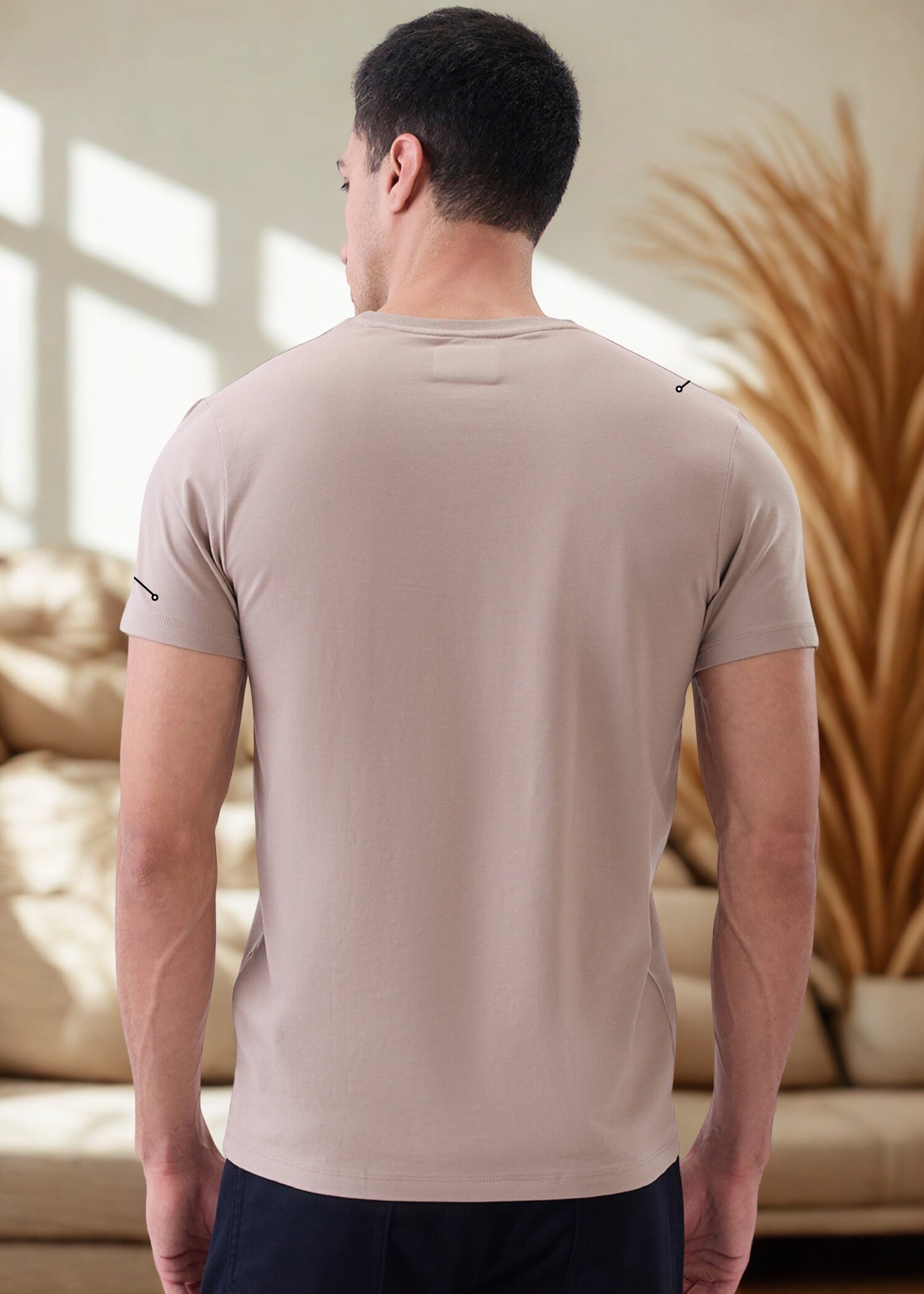 Arch Solid Half Sleeve T-Shirt: Light Brown