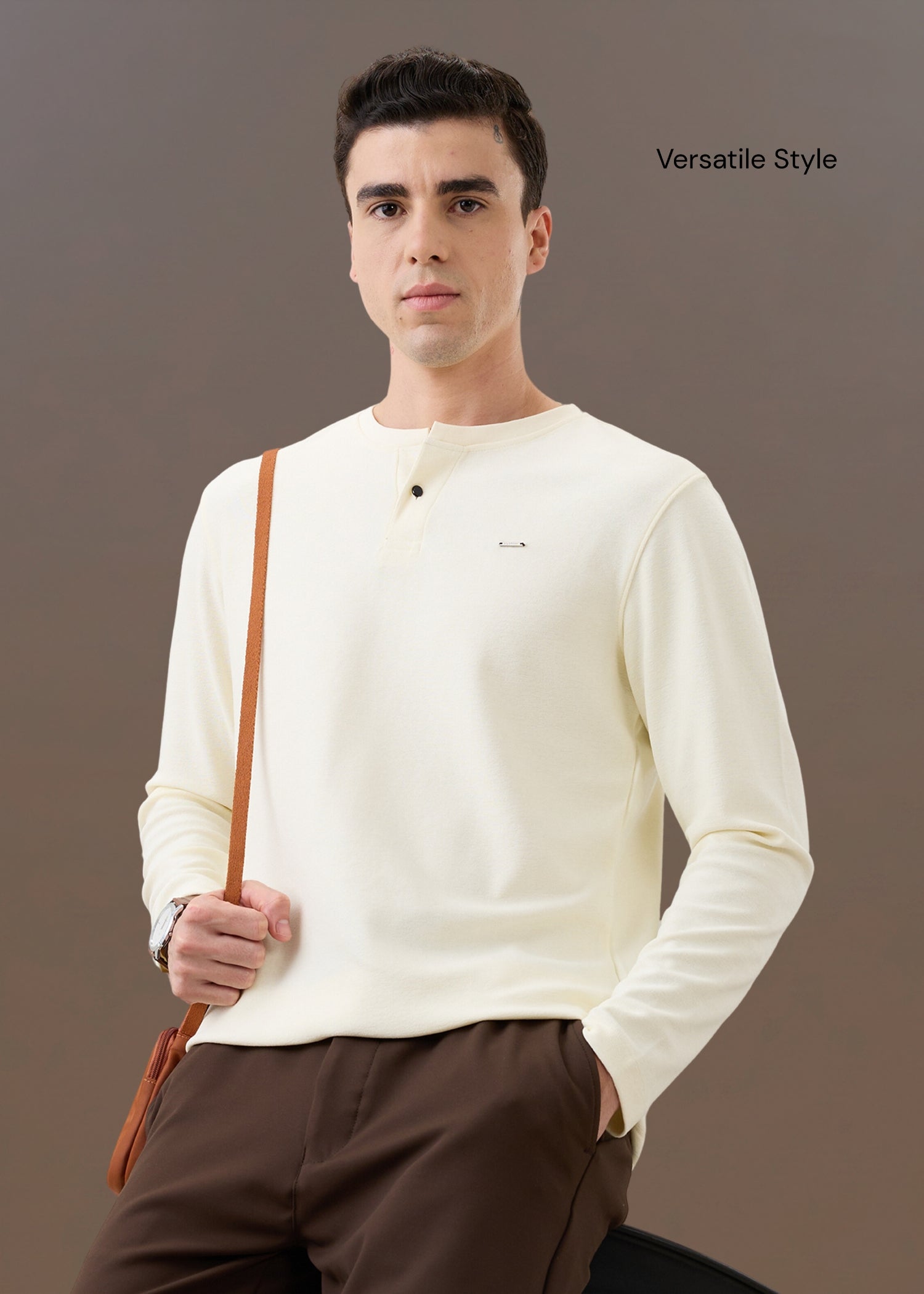 Makaya Knit Full Sleeve T-shirt: OffWhite