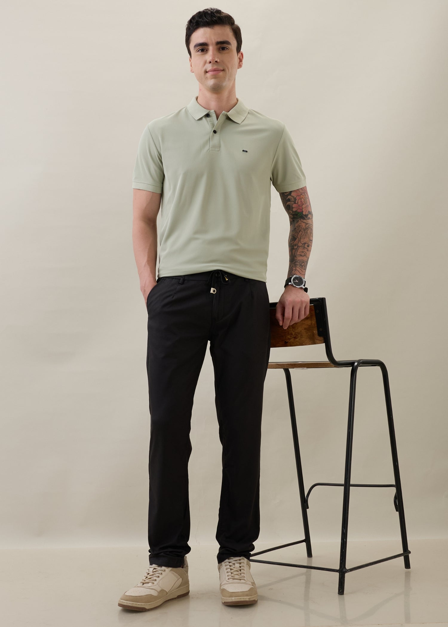 Karpen Straight fit Trousers: Black