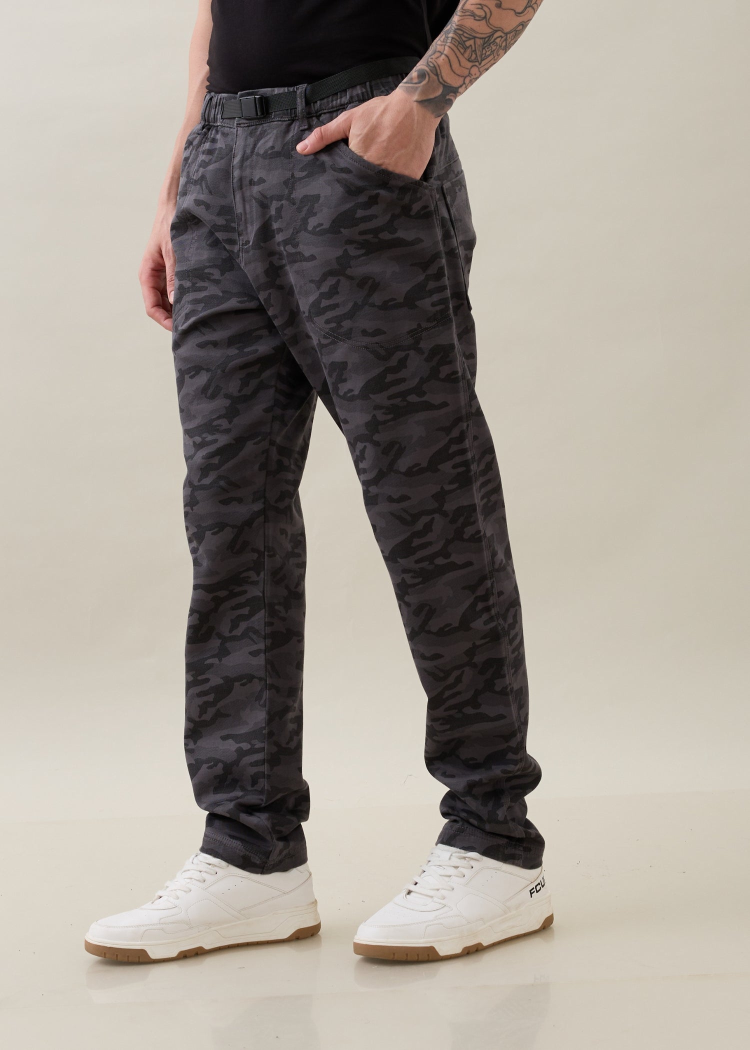 Crimson Cotton Camouflage Cargo: Dark Grey