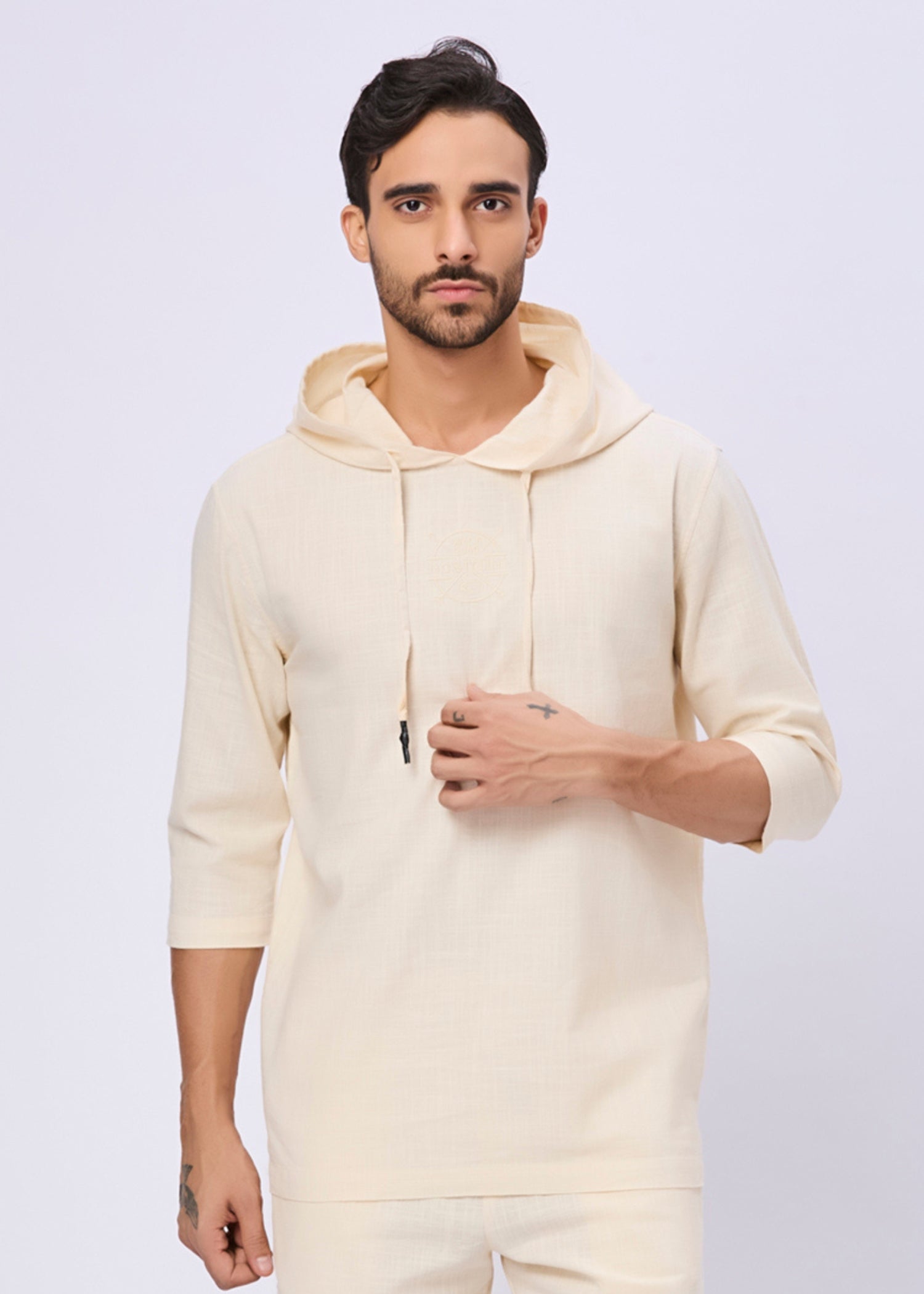 Simcox Summer Cotton Hoodie: Cream