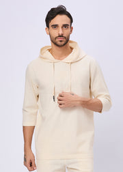 Nostrum Simcox Summer Cotton Linen Cream Hoodie for Men
