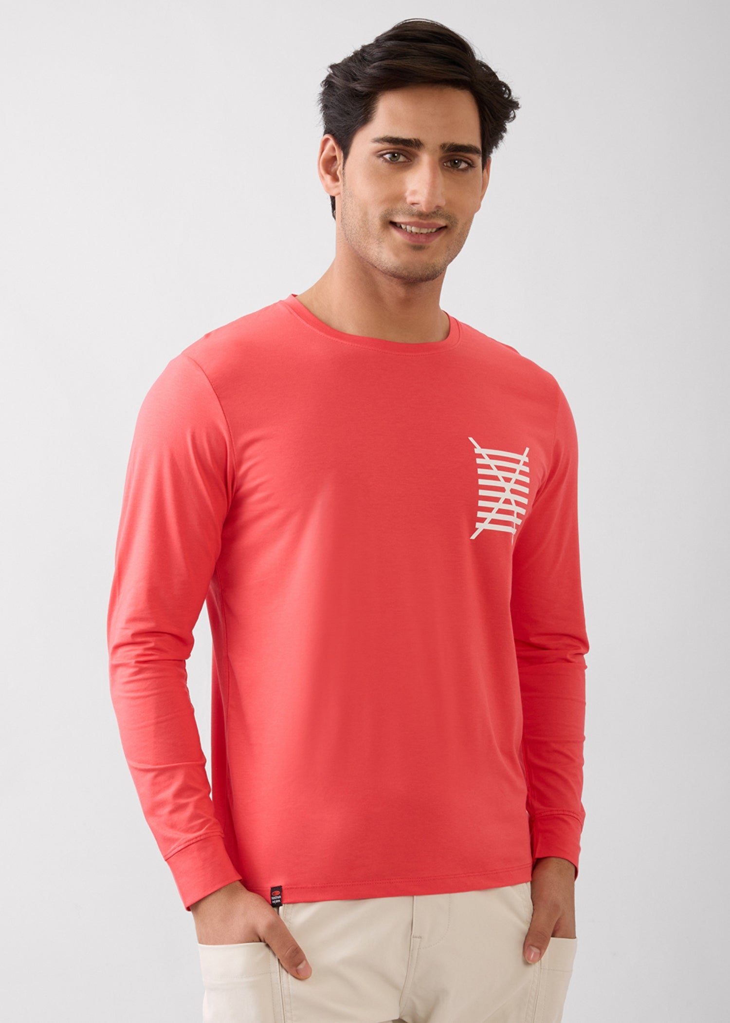 Pocket Graphic Print Full Sleeve T-Shirt: Tomato (BUY 1 GET 1 FREE)