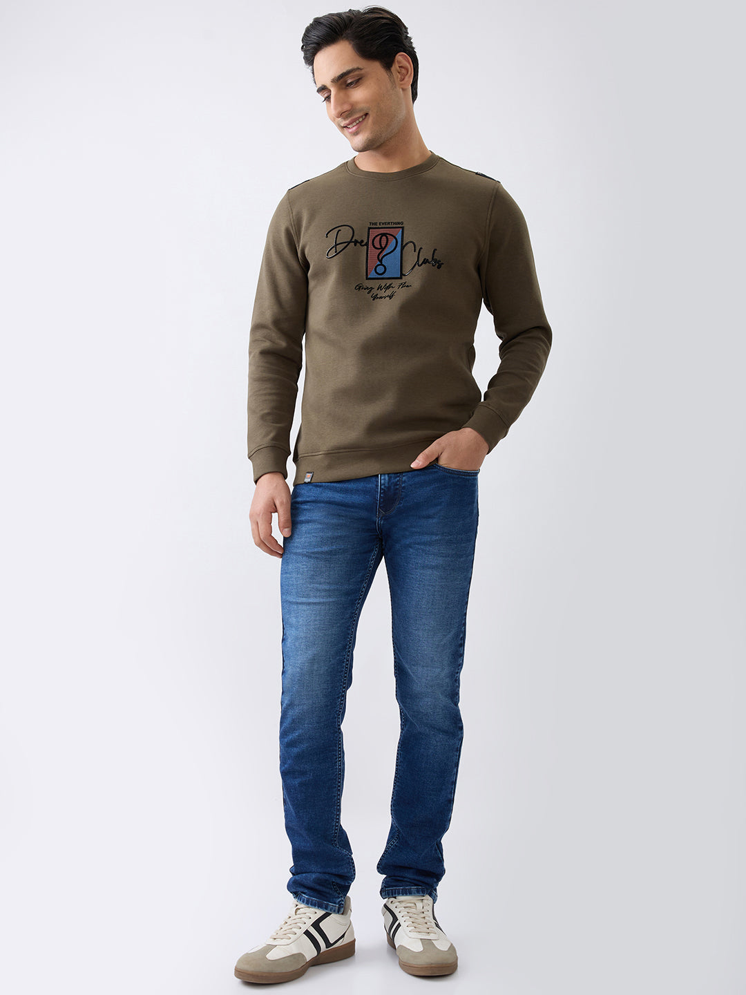 Dawking Graphic Full Sleeve T-Shirt: Olive