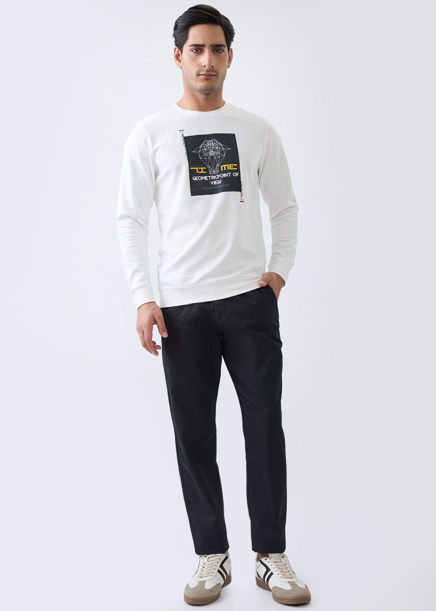 Metric Graphic Full Sleeve T-Shirt: White