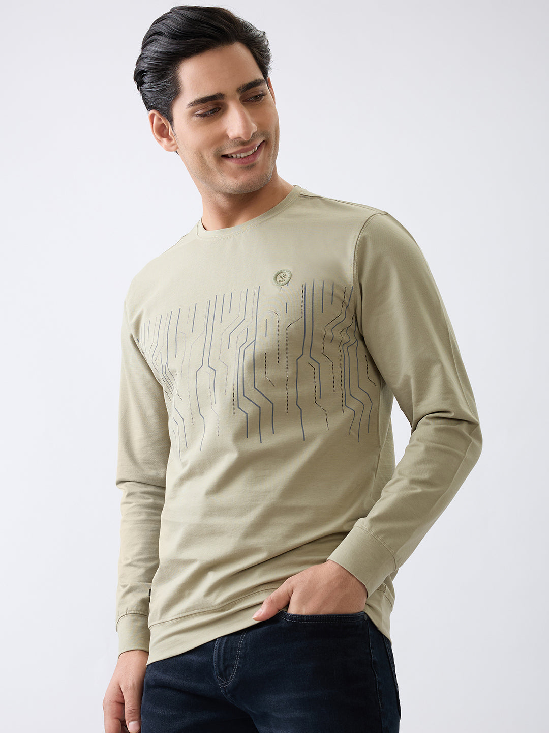 Duration Printed Full Sleeve T-Shirt : Olive