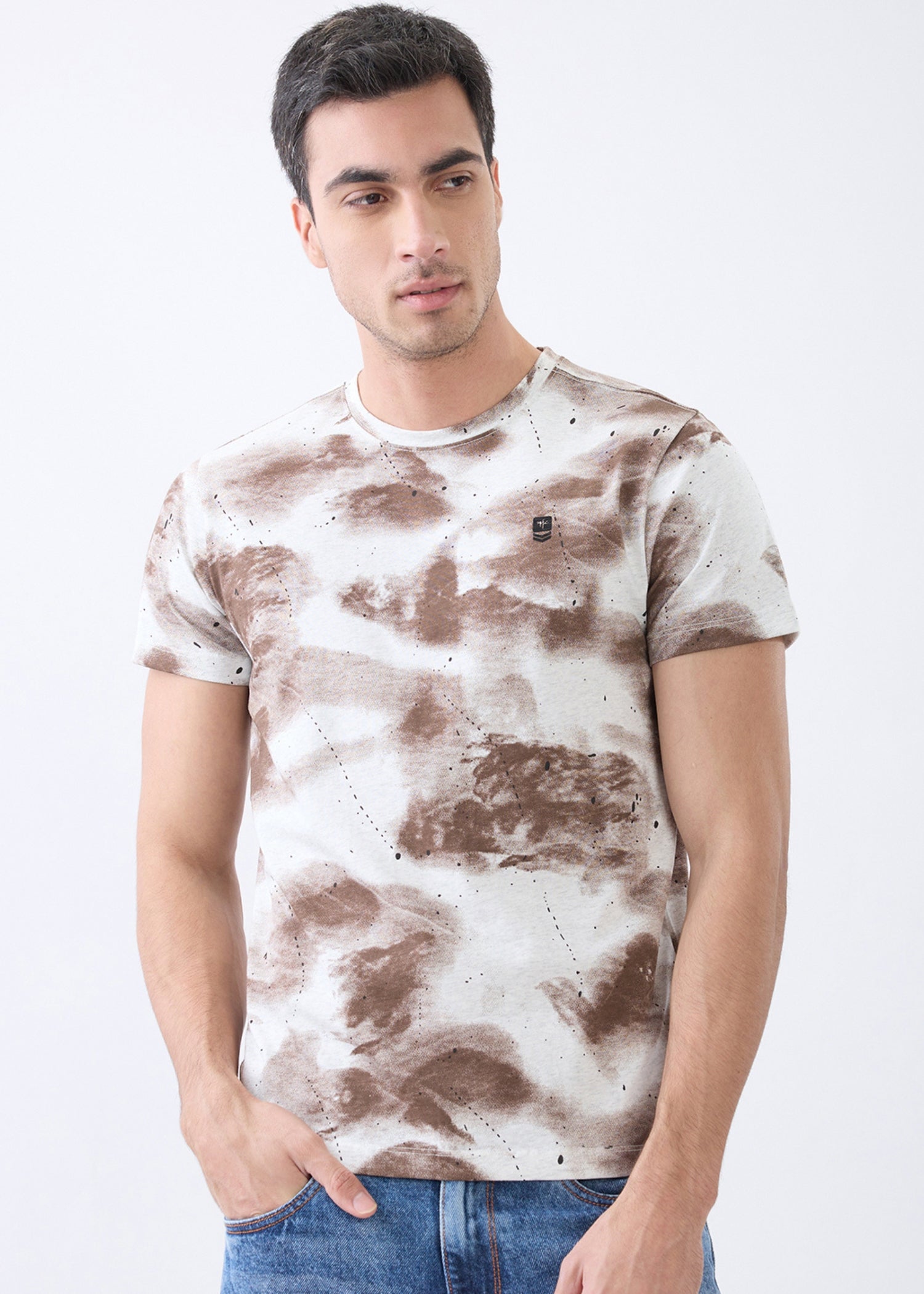 Grain Dyed Half Sleeve T-Shirt: Brown
