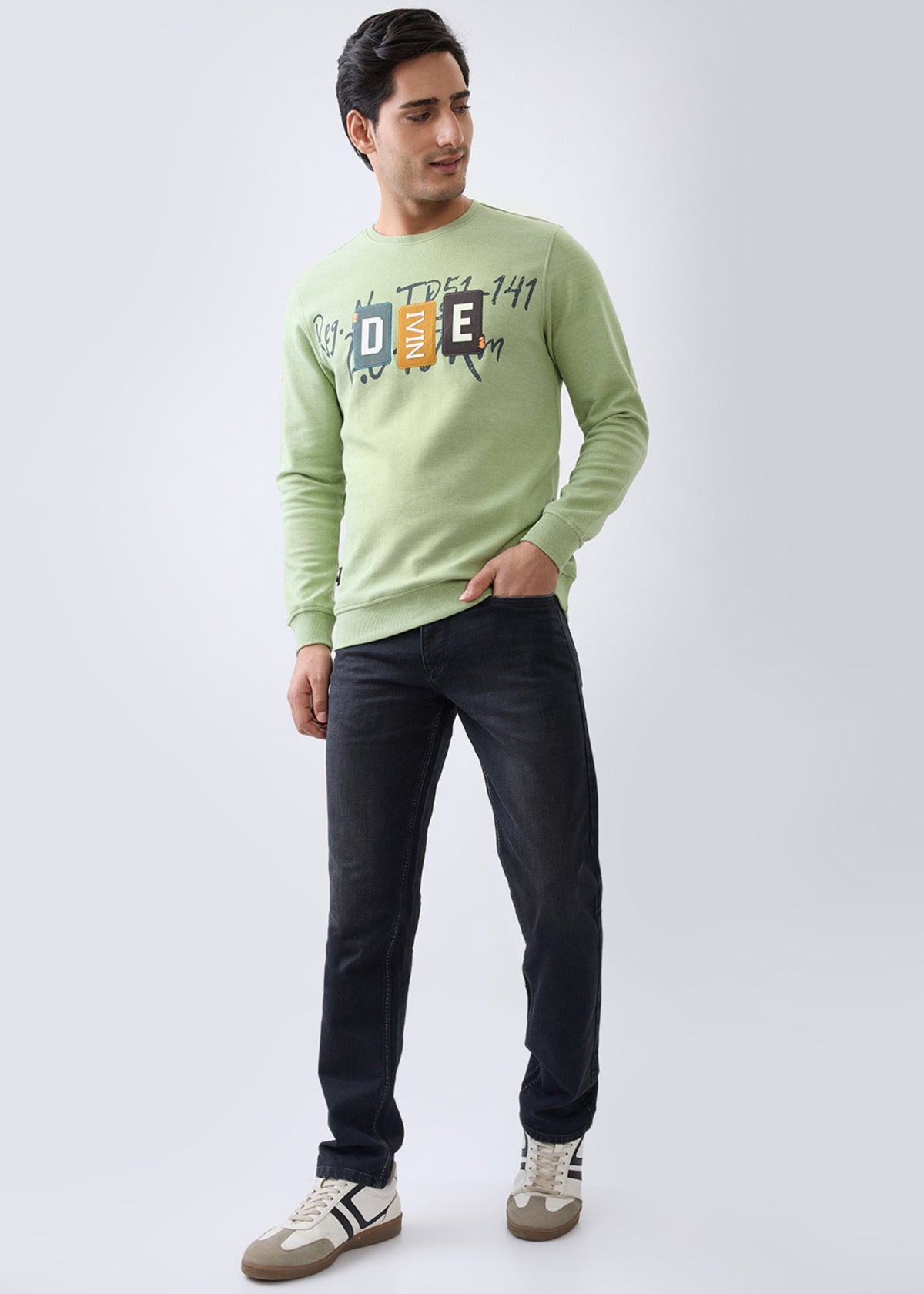 Divine Graphic Full Sleeve T-Shirt: Green