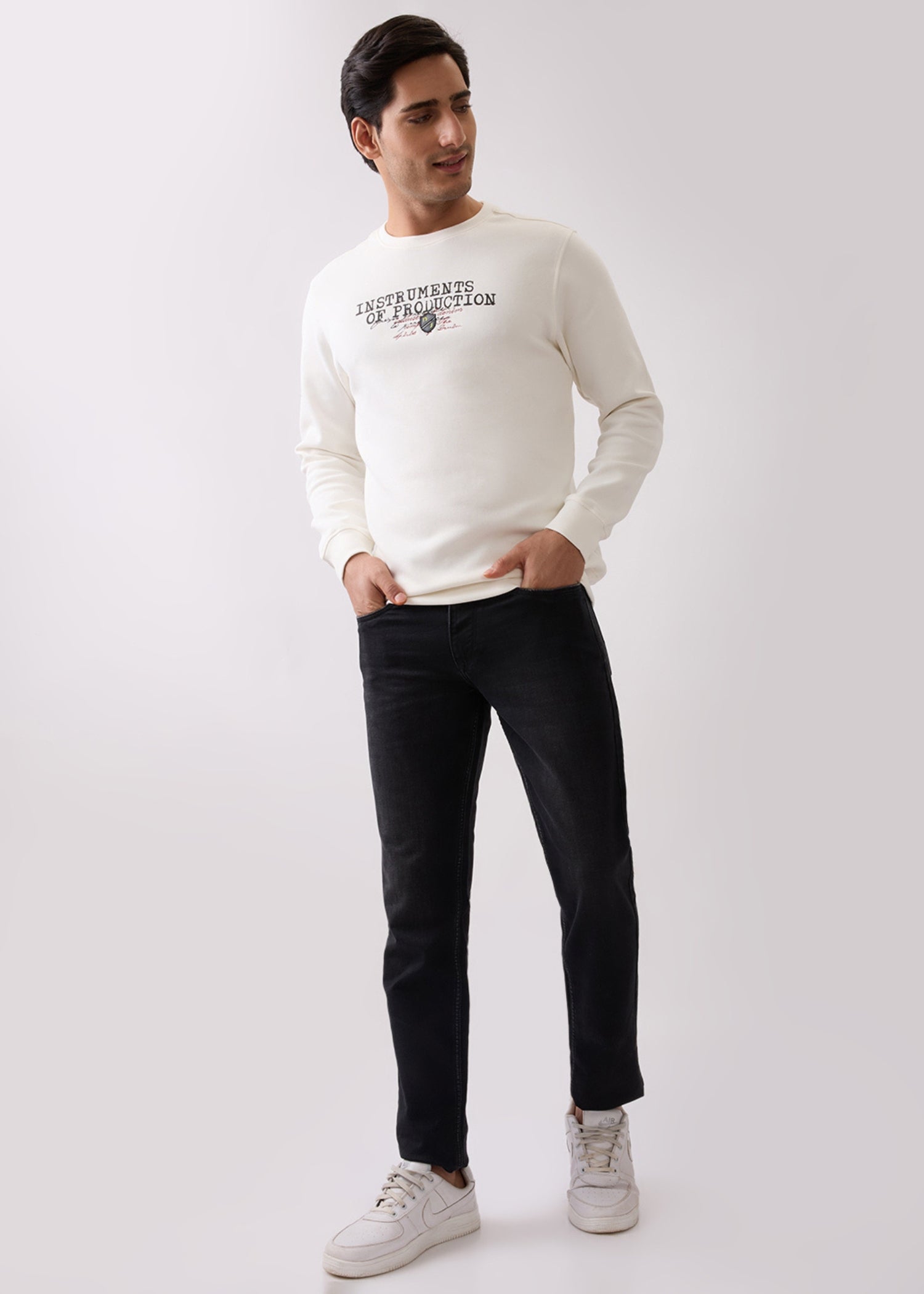 Instruments Graphic Full Sleeve Sweatshirt: White