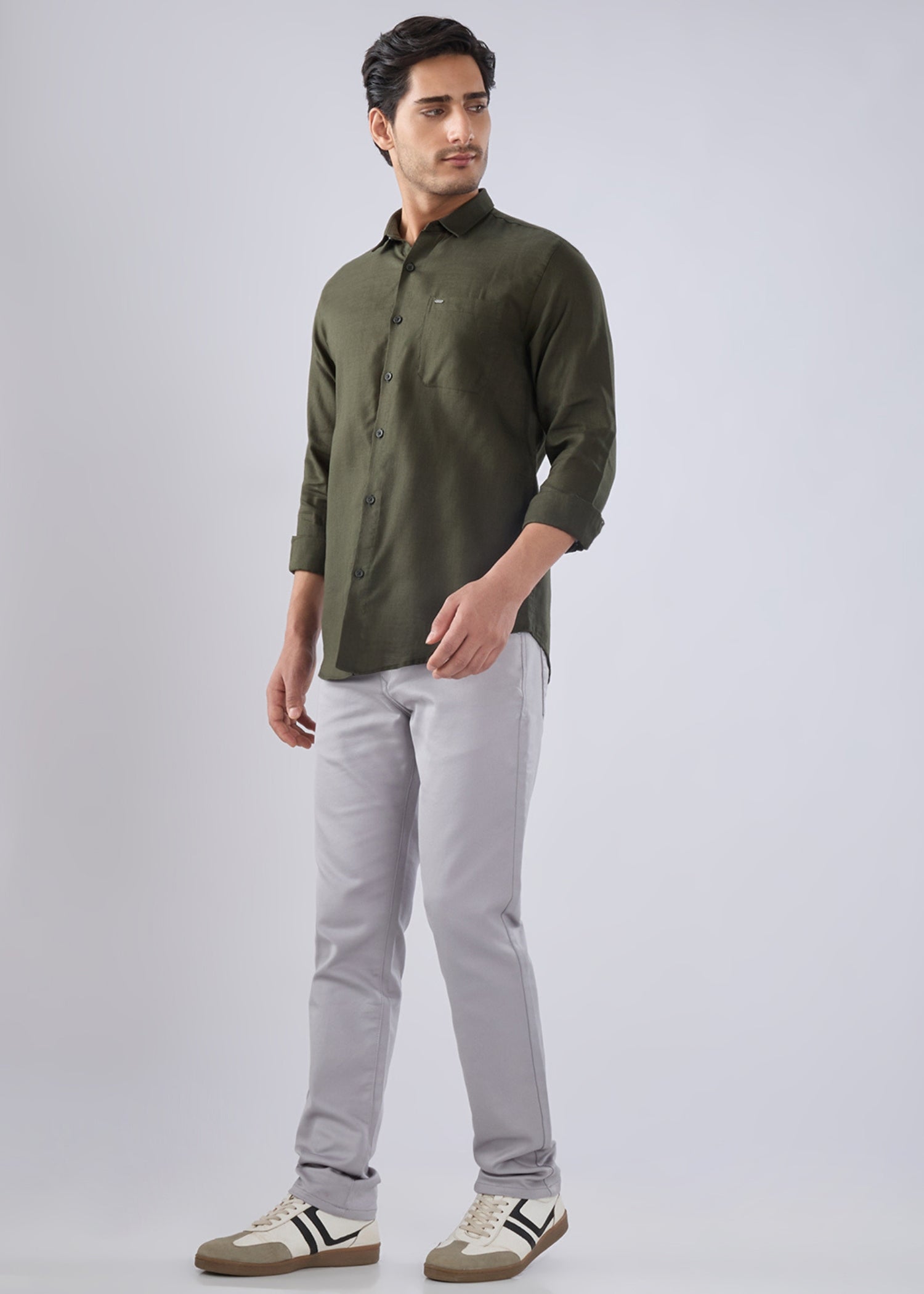 Keen Solid Full Sleeve Shirt: Olive
