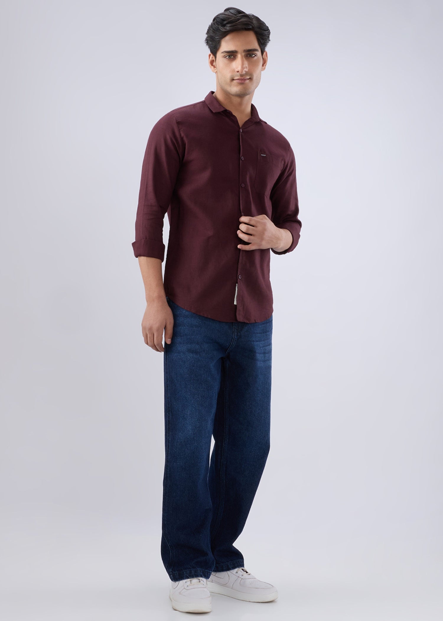 Keen Solid Full Sleeve Shirt: Wine