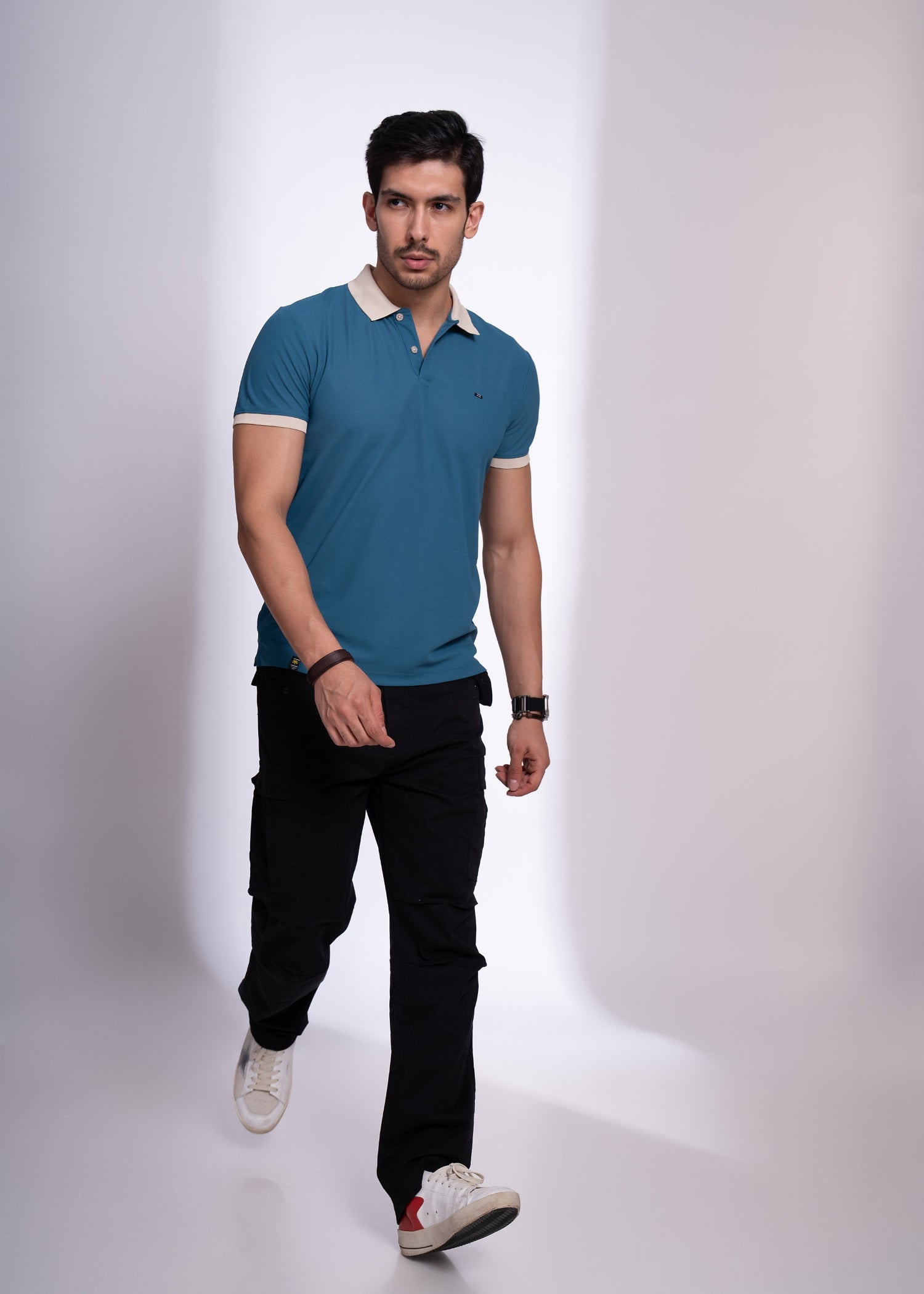 Mary Solid Polo T-Shirt: Blue