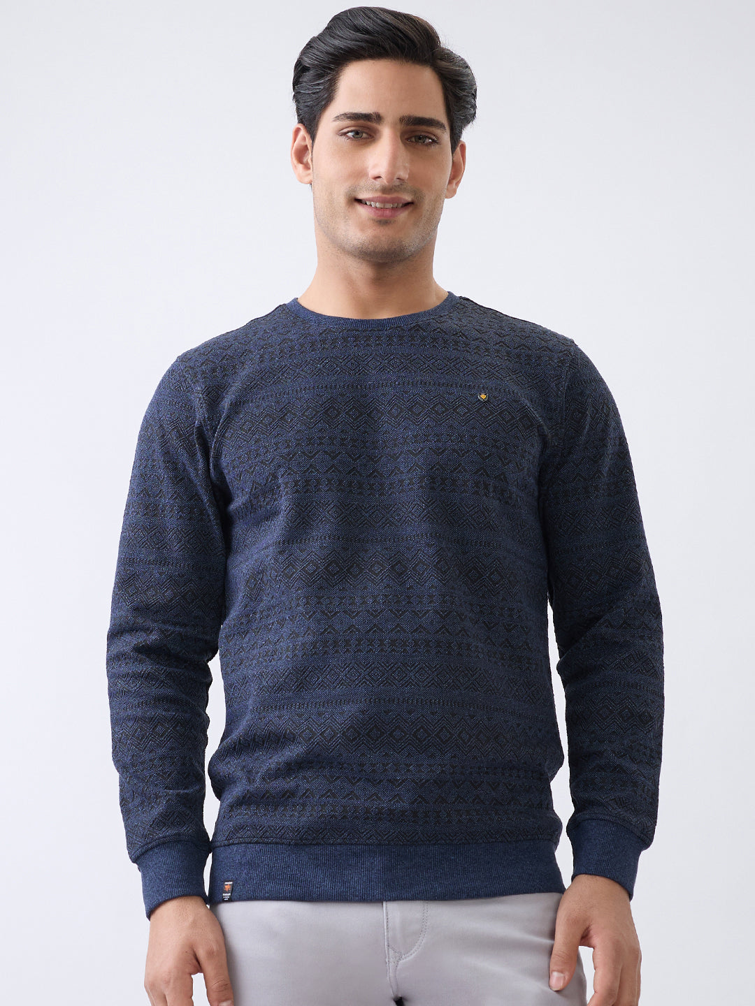 Graze Printed Full Sleeve Pullover: Blue