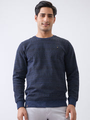Graze Printed Full Sleeve Pullover: Blue