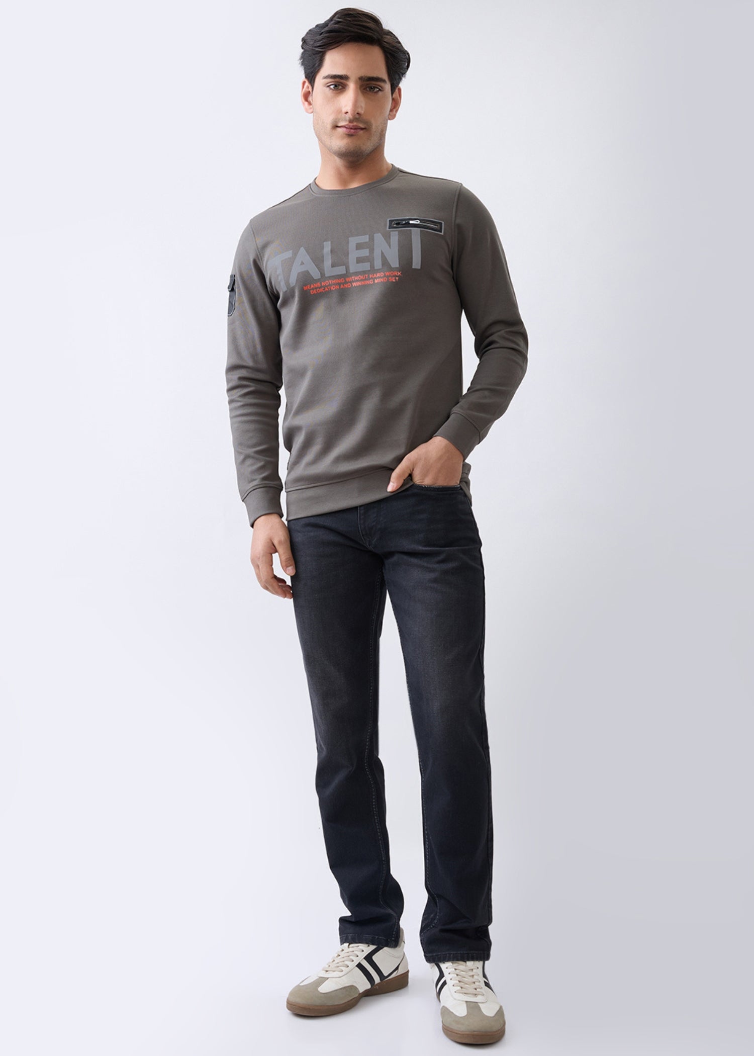 Dedicate Graphic Full Sleeve Sweatshirt: Olive