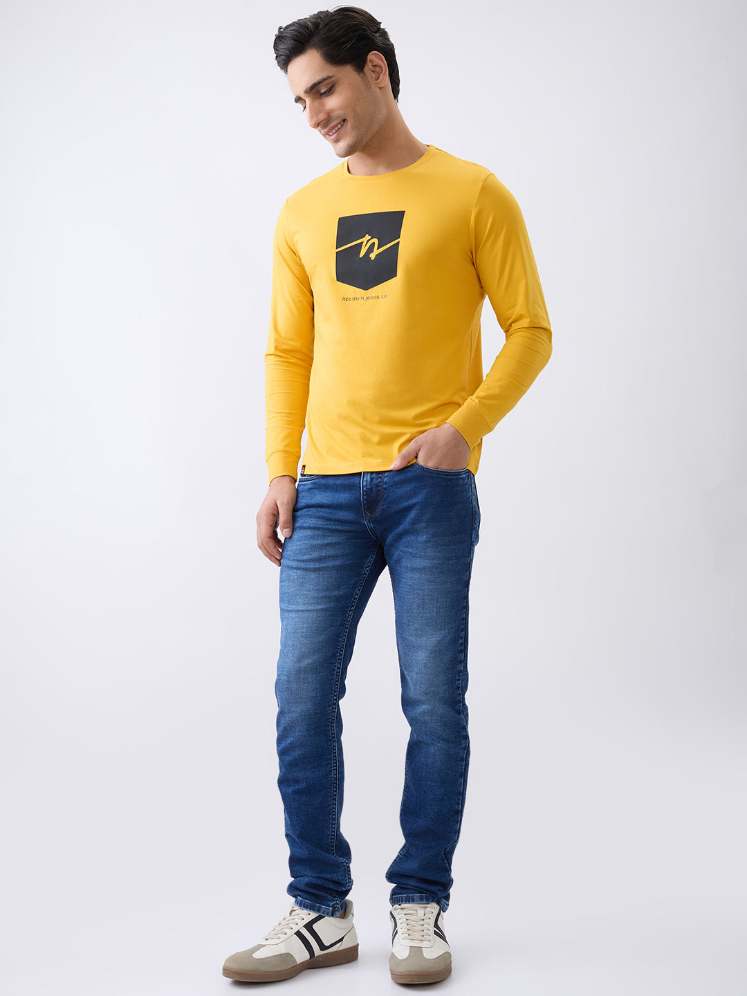 Star 1 Fitted Full Sleeve Pullover: Mustard