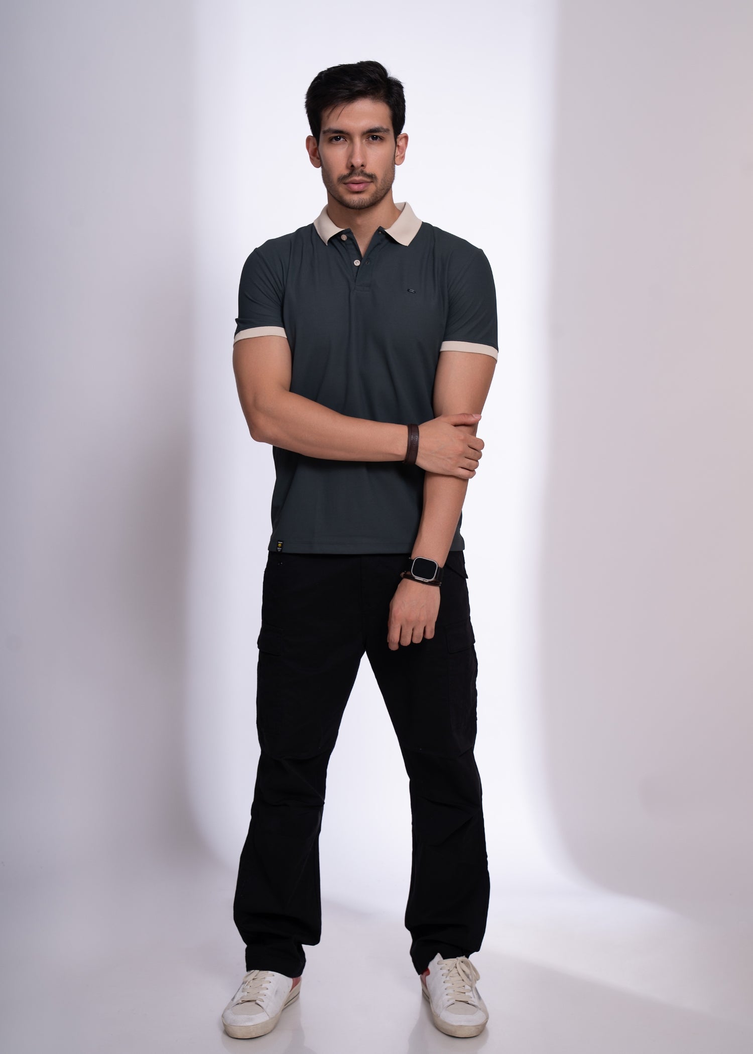 Mary Solid Polo T-Shirt: Grey