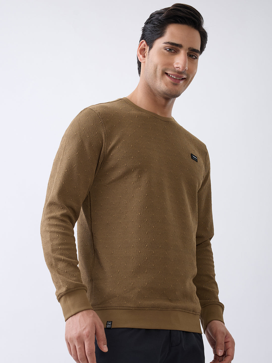 Pope Textured Full Sleeve Sweatshirt: Tan
