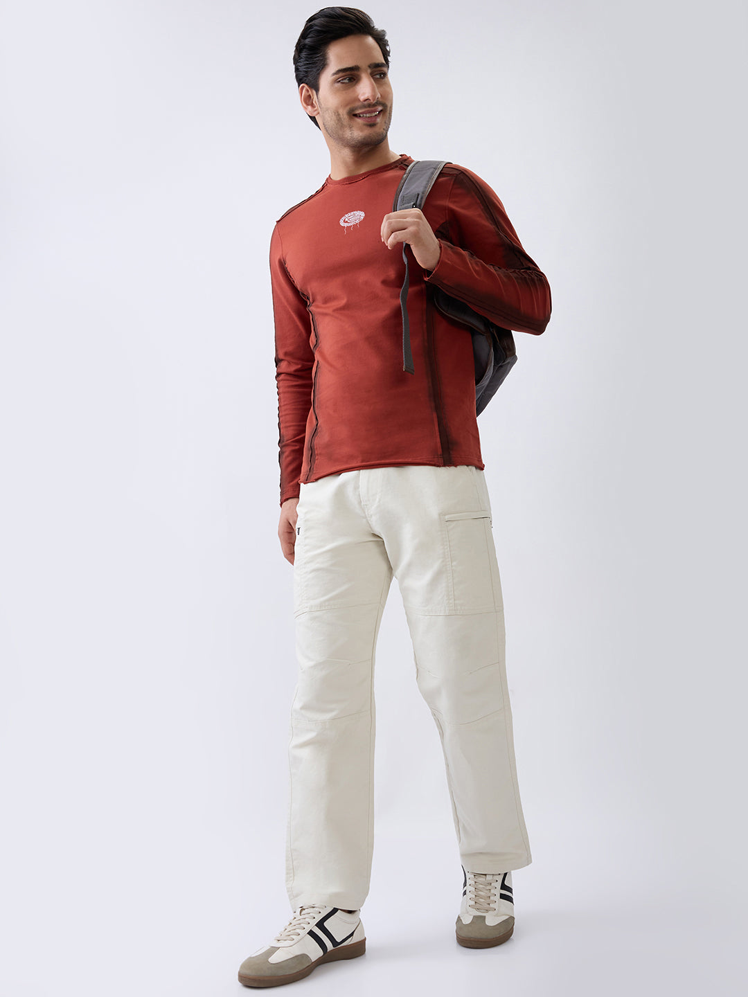 Depict Full Sleeve T-Shirt: Rust