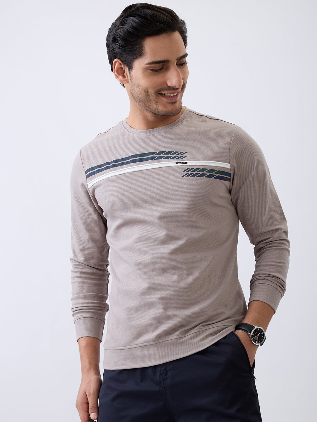 Borrow Full Sleeve T- Shirt: Beige