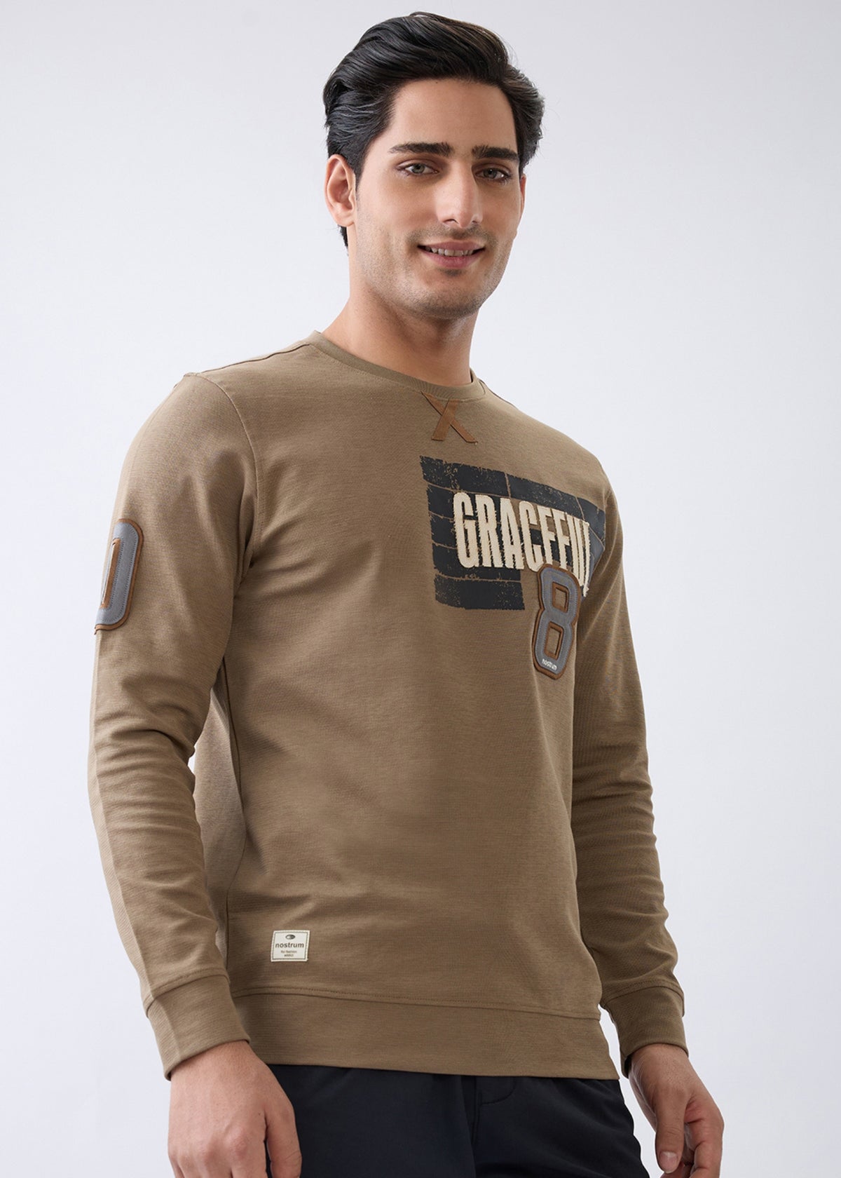 Troll Graphic Full Sleeve Sweatshirt: Dark Khaki