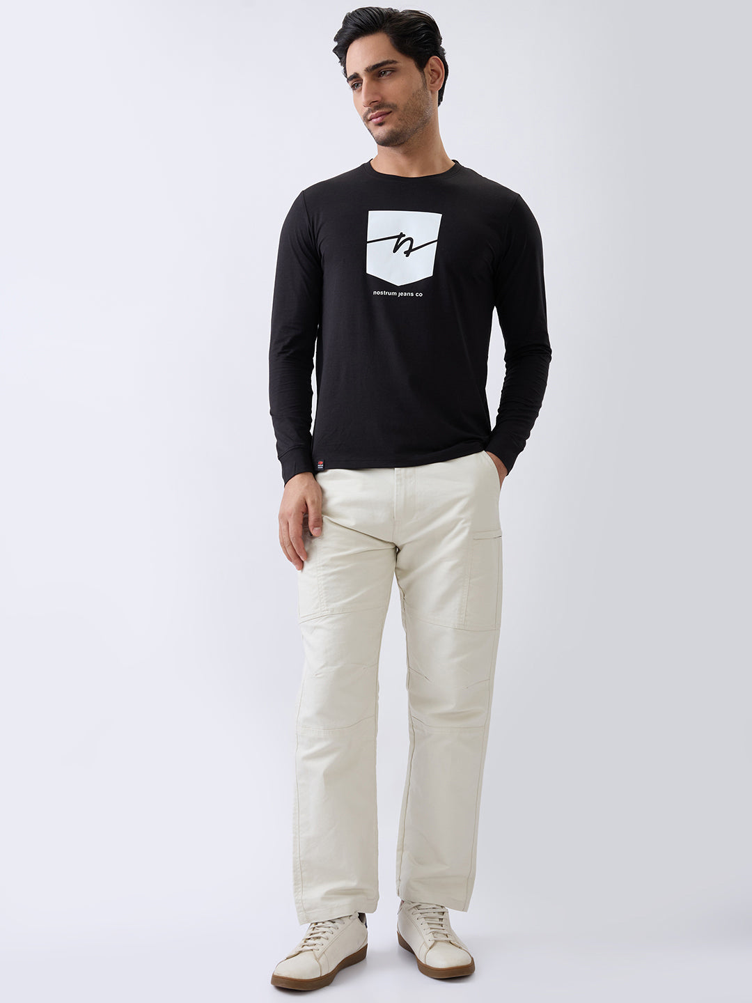 Star 1 Fitted Full Sleeve Pullover: Black